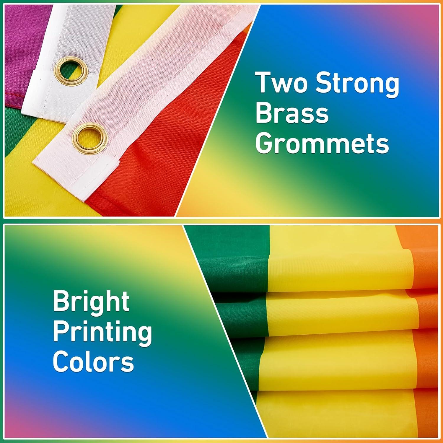 FLAGLINK Gay Pride Flag 3x5Fts LGBT Rainbow Flags Banner