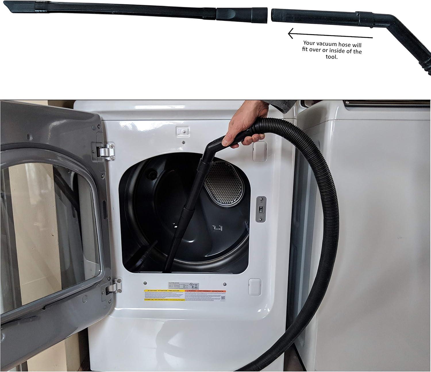 Vacuum Attachment for Dryer Vent, Crevice Cleaning Tool for Clothes Dryer with Lint Trap Brush and Flexible Hose. Duct Cleaner Kit. Designed by Dryer Vent Cleaning Technicians.