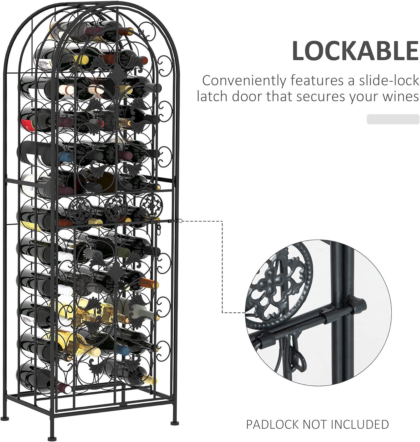 HOMCOM 45-Bottle Modern Wine Organizer Decorative Portable Wrought Iron Wine Rack Jail