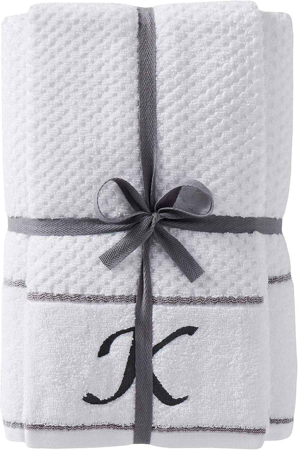 White Cotton Monogrammed Hand and Bath Towel Set