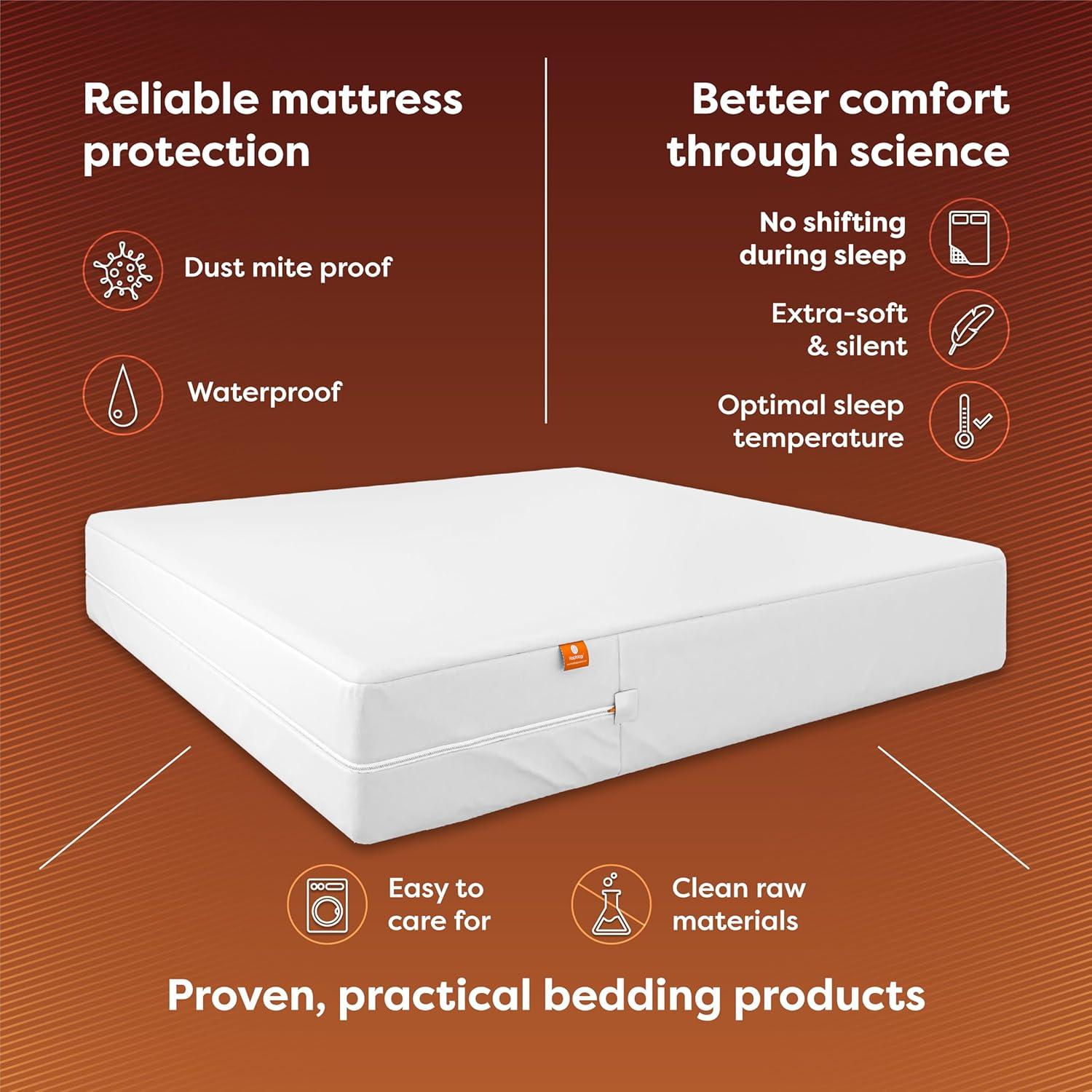 Hospitology Waterproof Hypoallergenic Dust Mite Proof Fitted Natural Cotton Mattress Protector