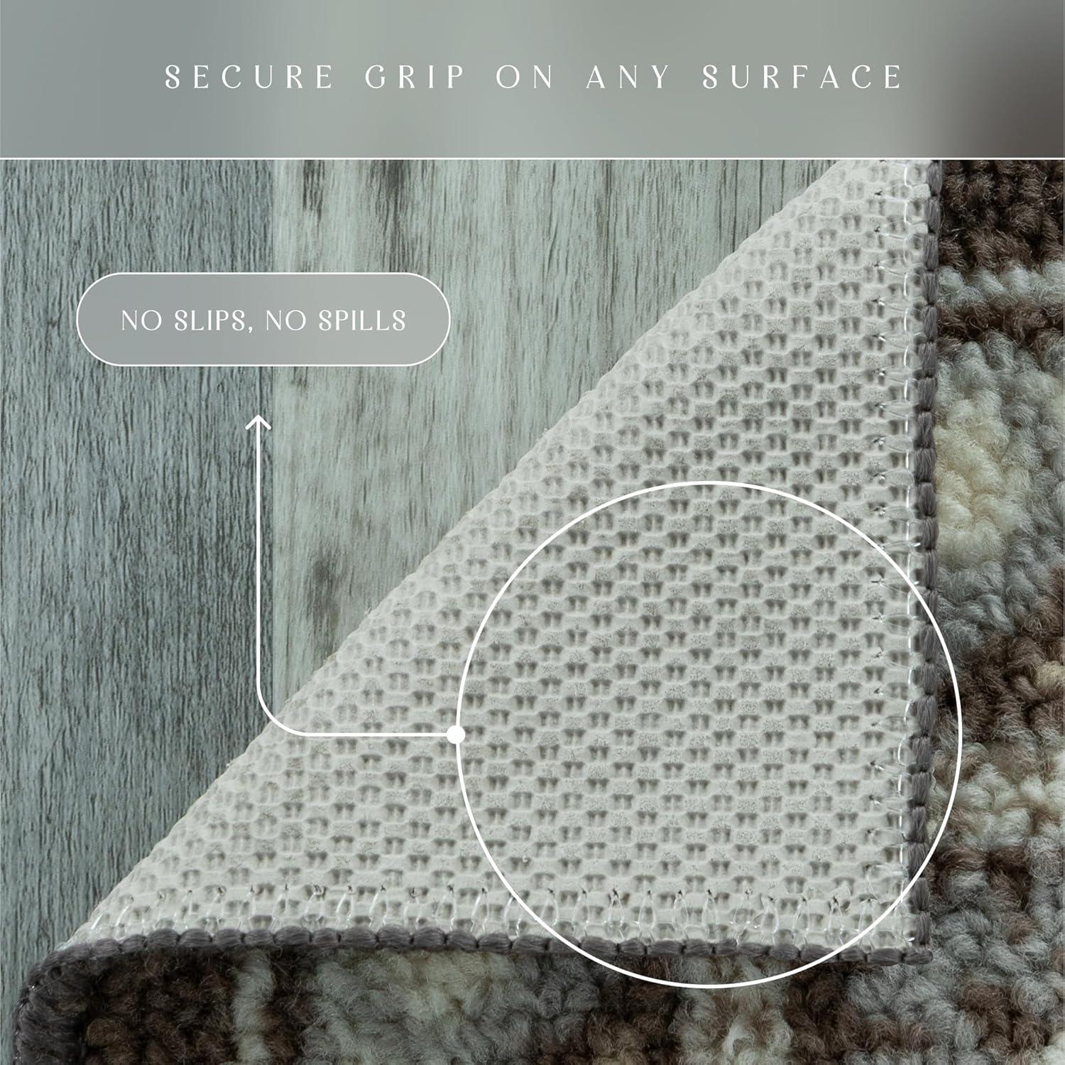 Gray Floral Tufted Non-Slip 5' x 7' Area Rug