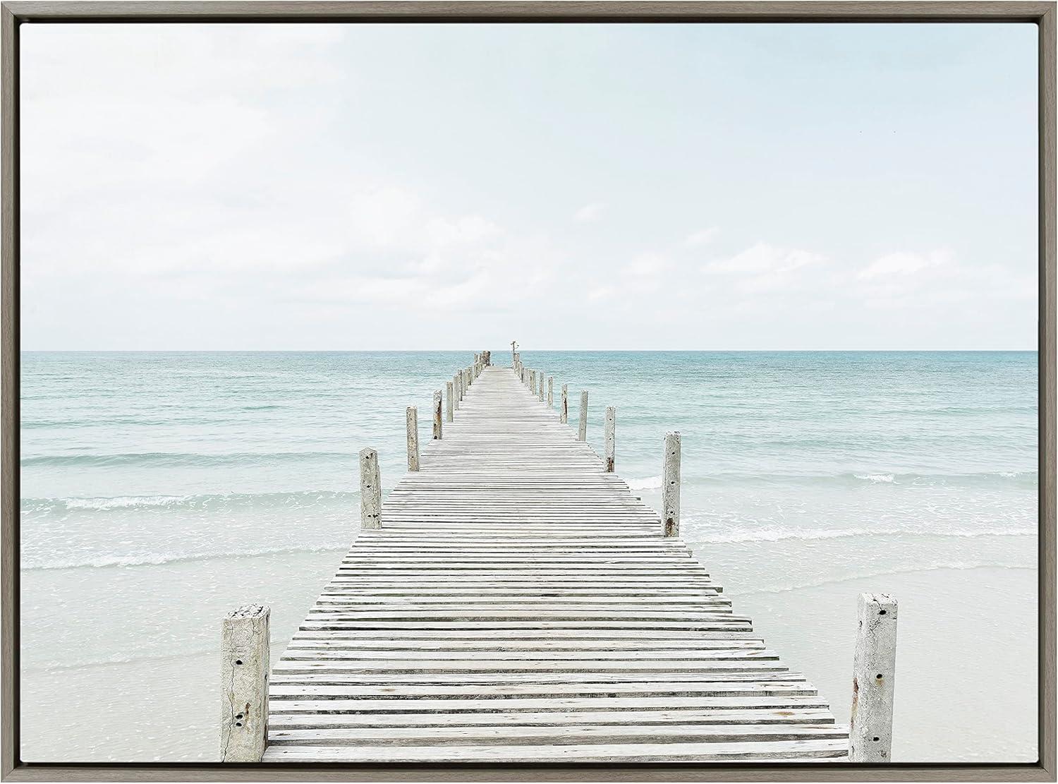 Sylvie Wooden Pier on Beach Framed Canvas by Amy Peterson Gray- Kate & Laurel All Things Decor