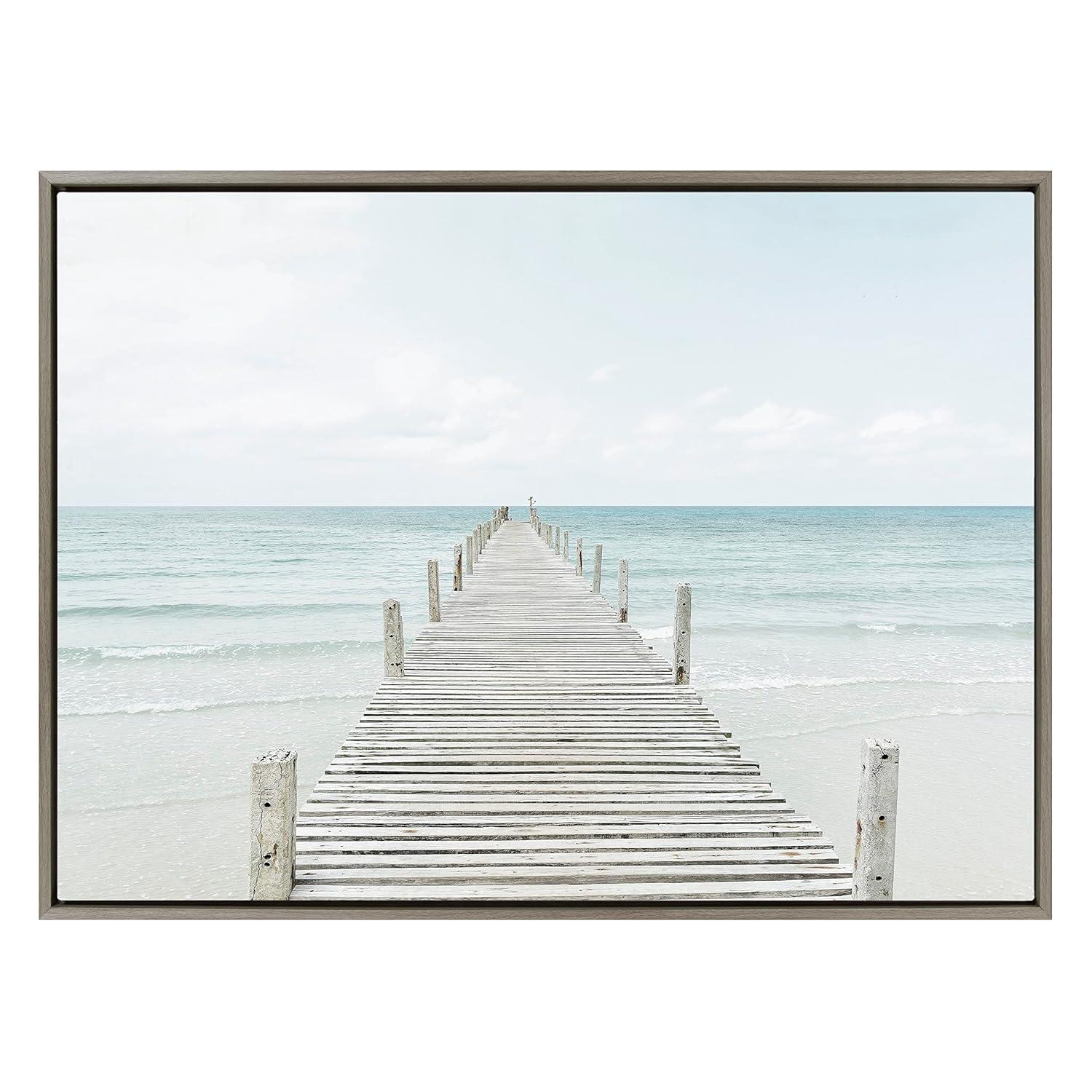 31.5" x 41.5" Sylvie Wooden Pier on Beach Framed Canvas by Amy Peterson Gray - Kate & Laurel All Things Decor