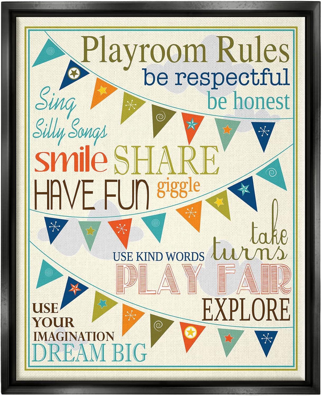 Stupell Industries " Playroom Rules With Pennants " by Finny And Zook Painting Print