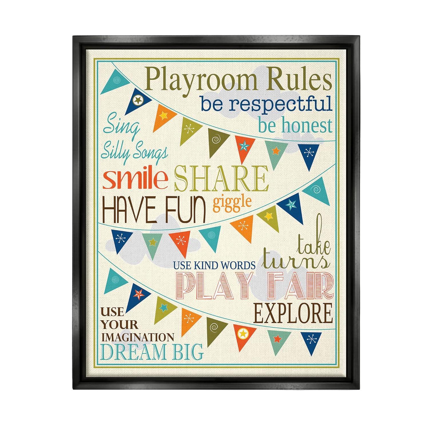 Stupell Industries " Playroom Rules With Pennants " by Finny And Zook Painting Print