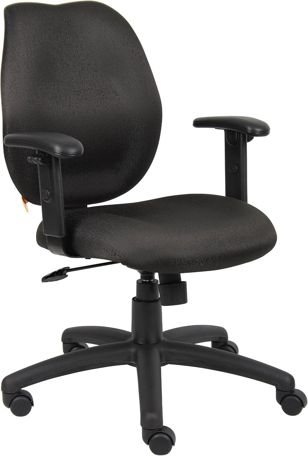 Black Ergonomic Fabric Task Chair with Adjustable Arms