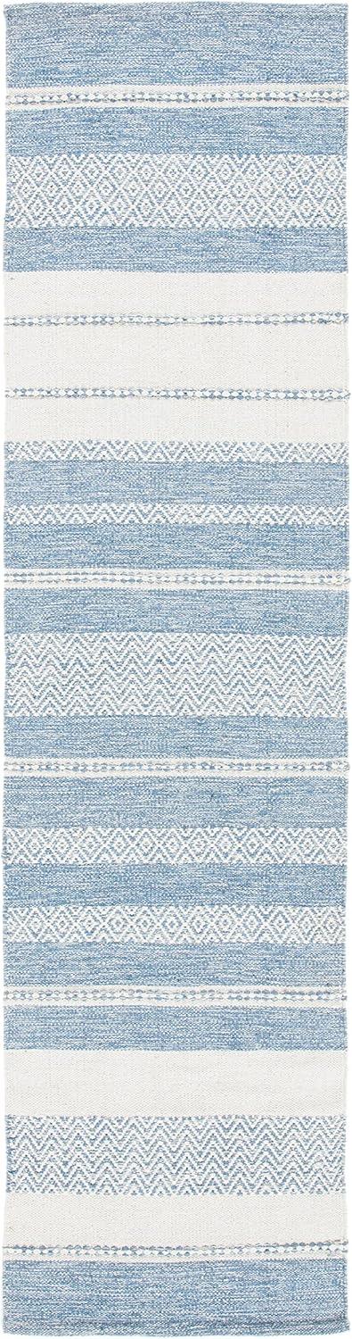 Striped Kilim STK503 Hand Woven Runner Rug - Ivory/Blue - 2'3"x9' - Safavieh.