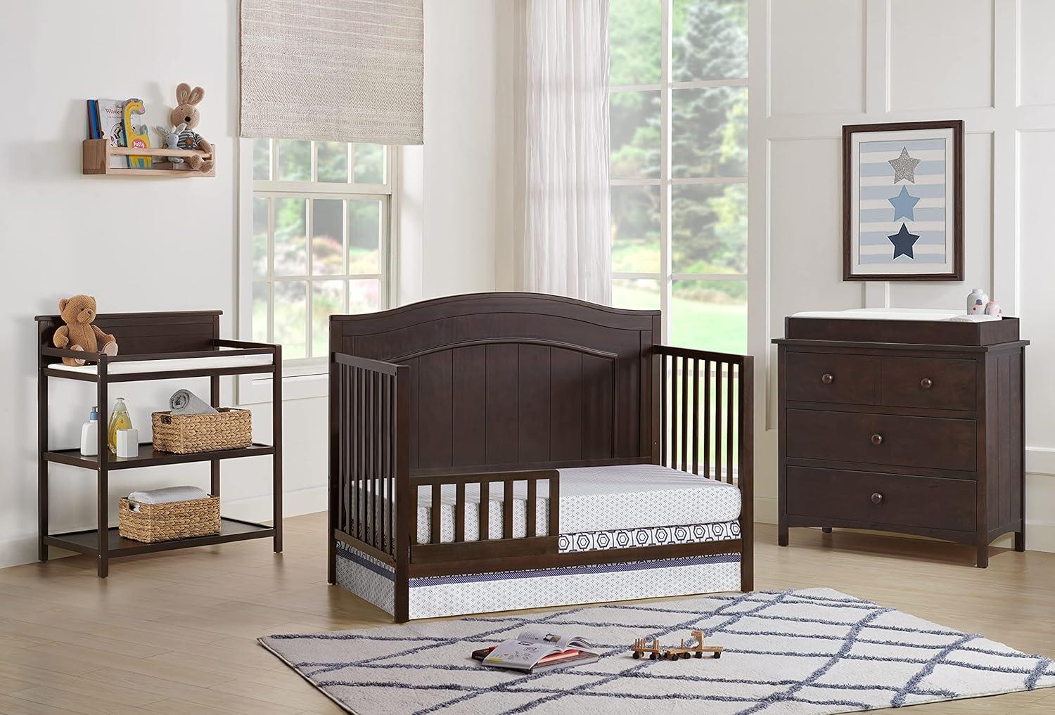 Oxford Baby Nolan Modern Wood Toddler Guard Rail in Espresso Finish