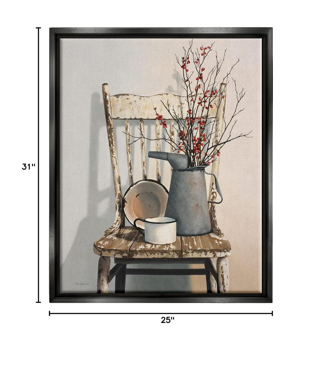 Stupell Industries Vintage Rustic Things Neutral Painting Black Floater Framed Canvas Wall Art, 24 x 30