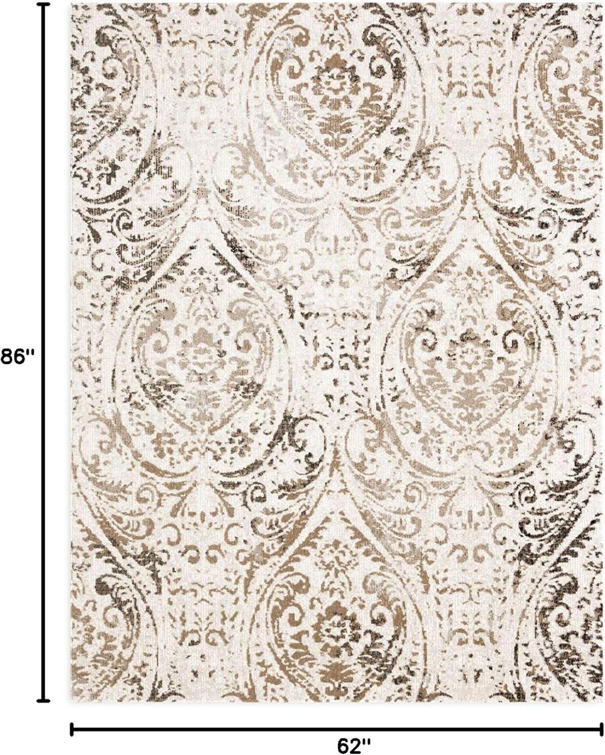 NICOLE MILLER NEW YORK Patio Sofia Juniper Paisley Indoor/Outdoor Area Rug, Ivory/Mustard