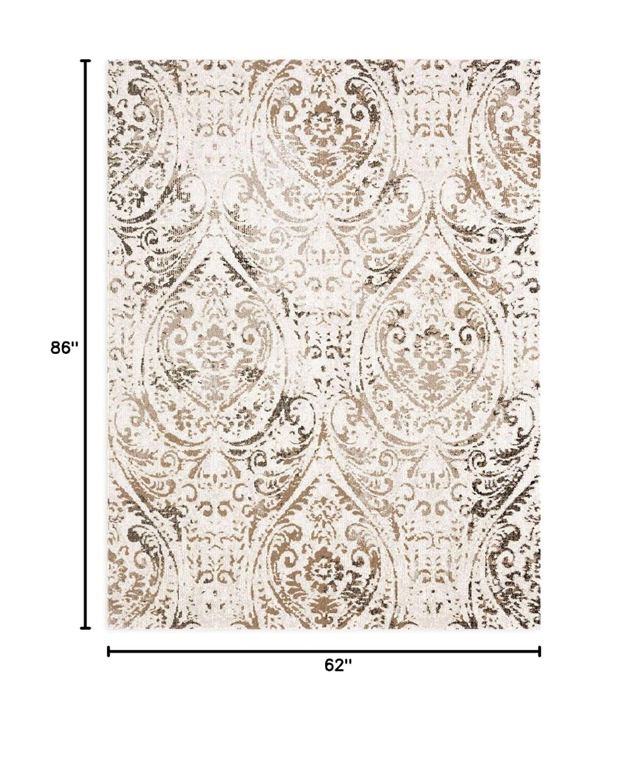 NICOLE MILLER NEW YORK Patio Sofia Juniper Paisley Indoor/Outdoor Area Rug, Ivory/Mustard
