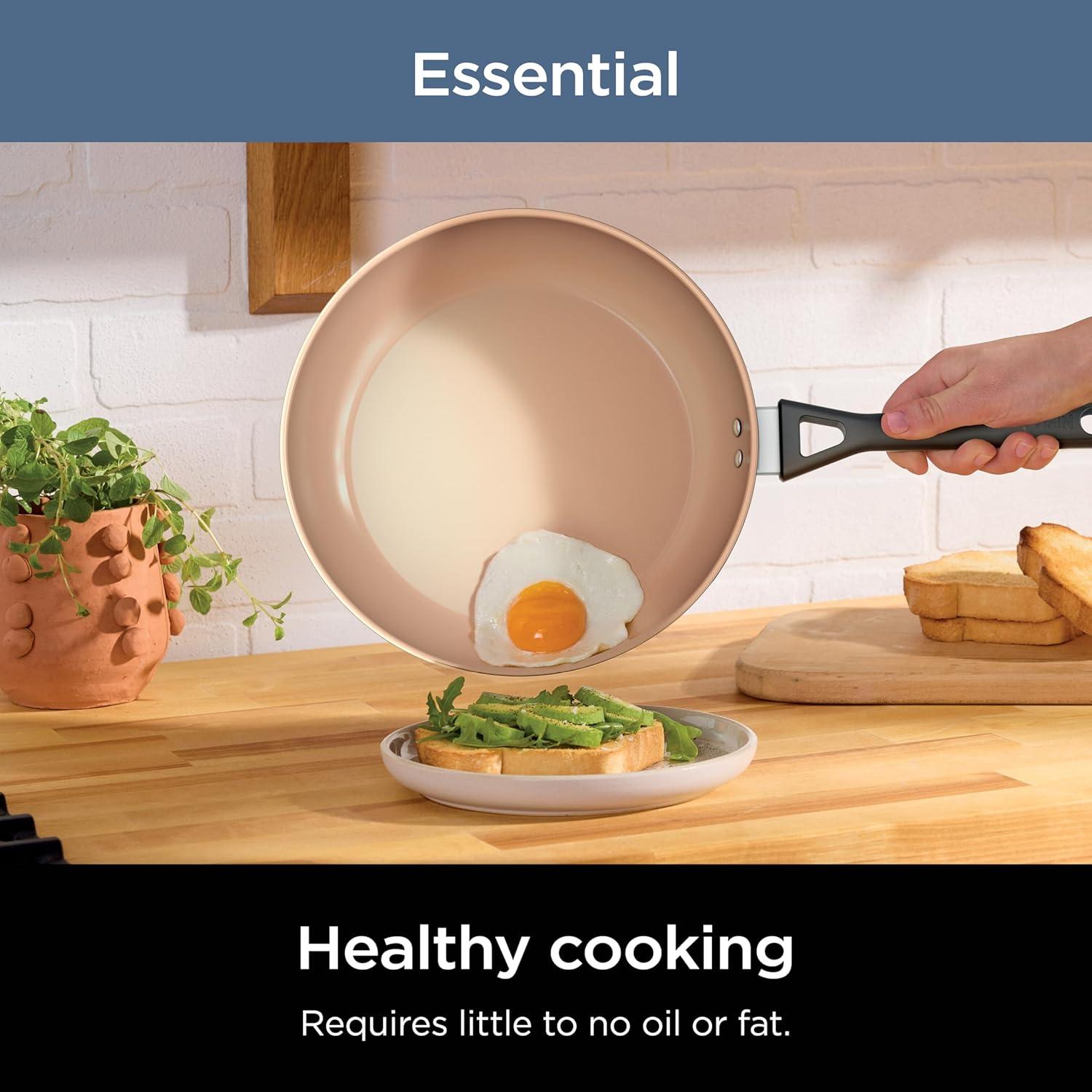 Ninja 10pc Ceramic Pots and Pans Non-Stick Cookware Set, Oven Safe to 350°F, Induction Compatible