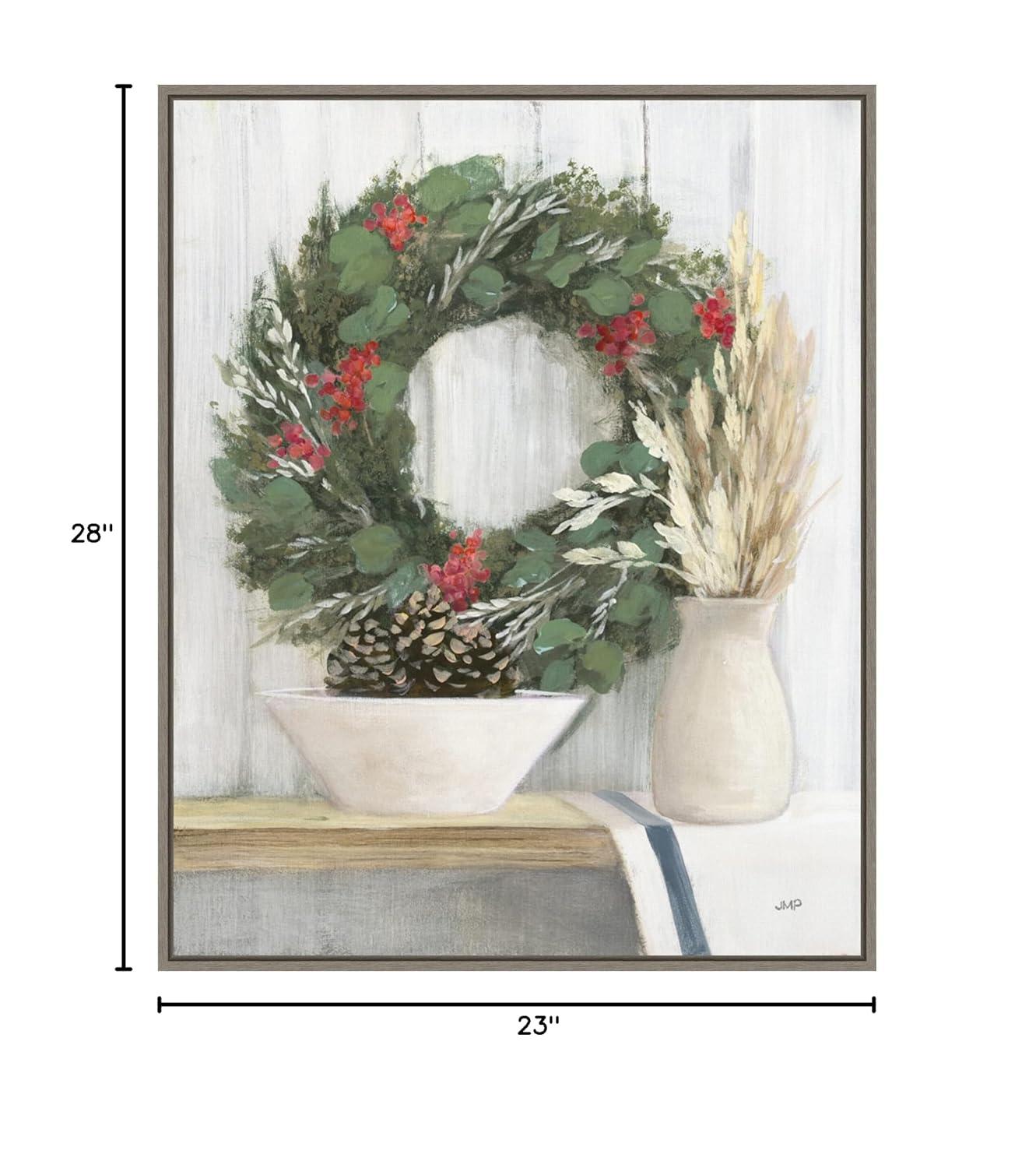 Amanti Art Natural Christmas I Blue by Julia Purinton Canvas Wall Art Print Framed 23-in. x 28-in.