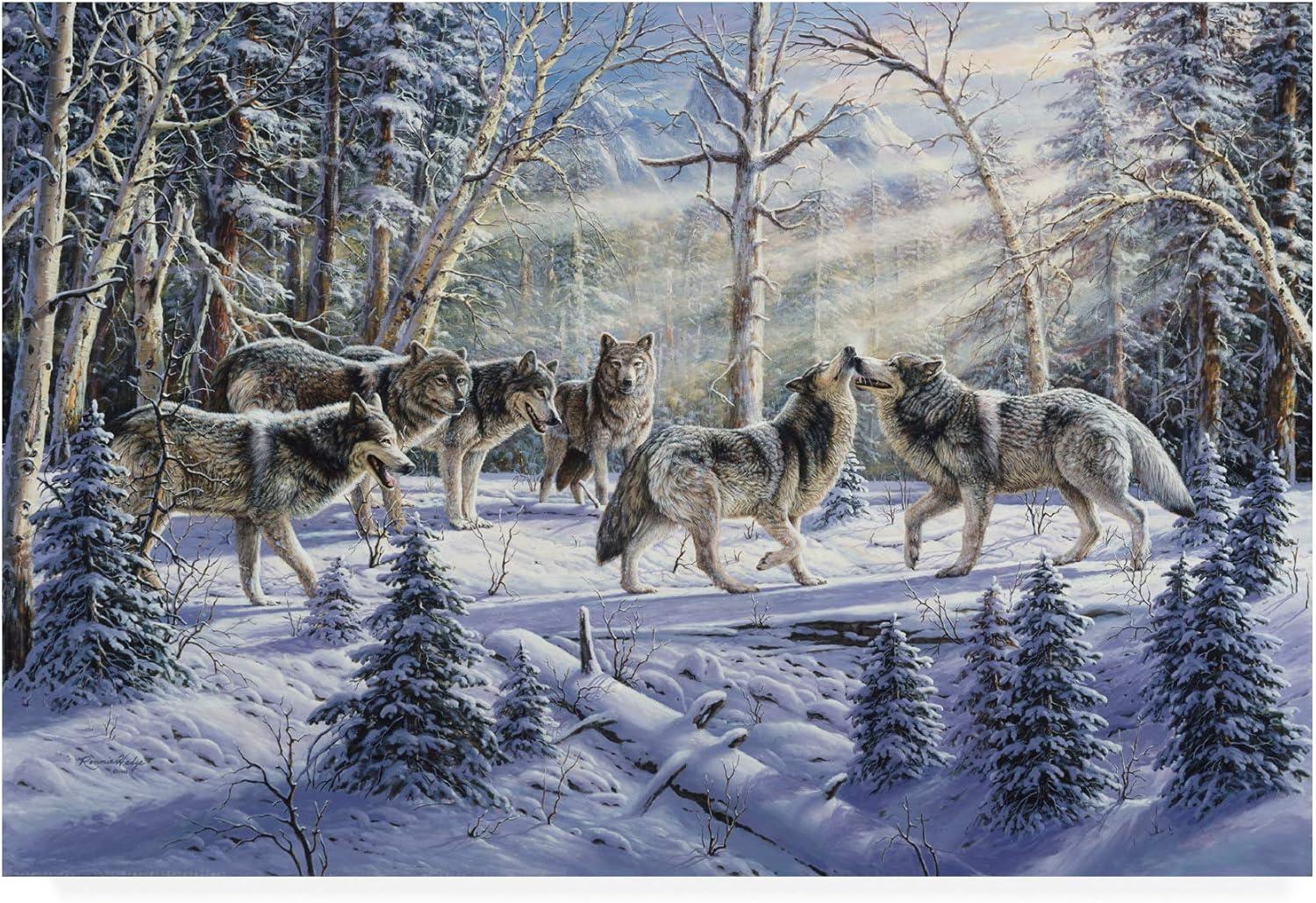 Kindred Spirits Wolves Winter Landscape Canvas Art