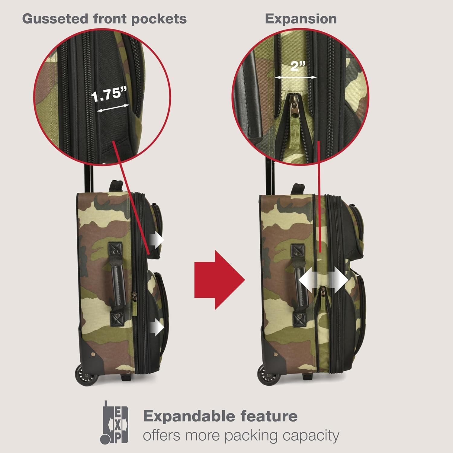 U.S. Traveler Rio 2pc Expandable Softside Carry On Luggage Set - Camouflage