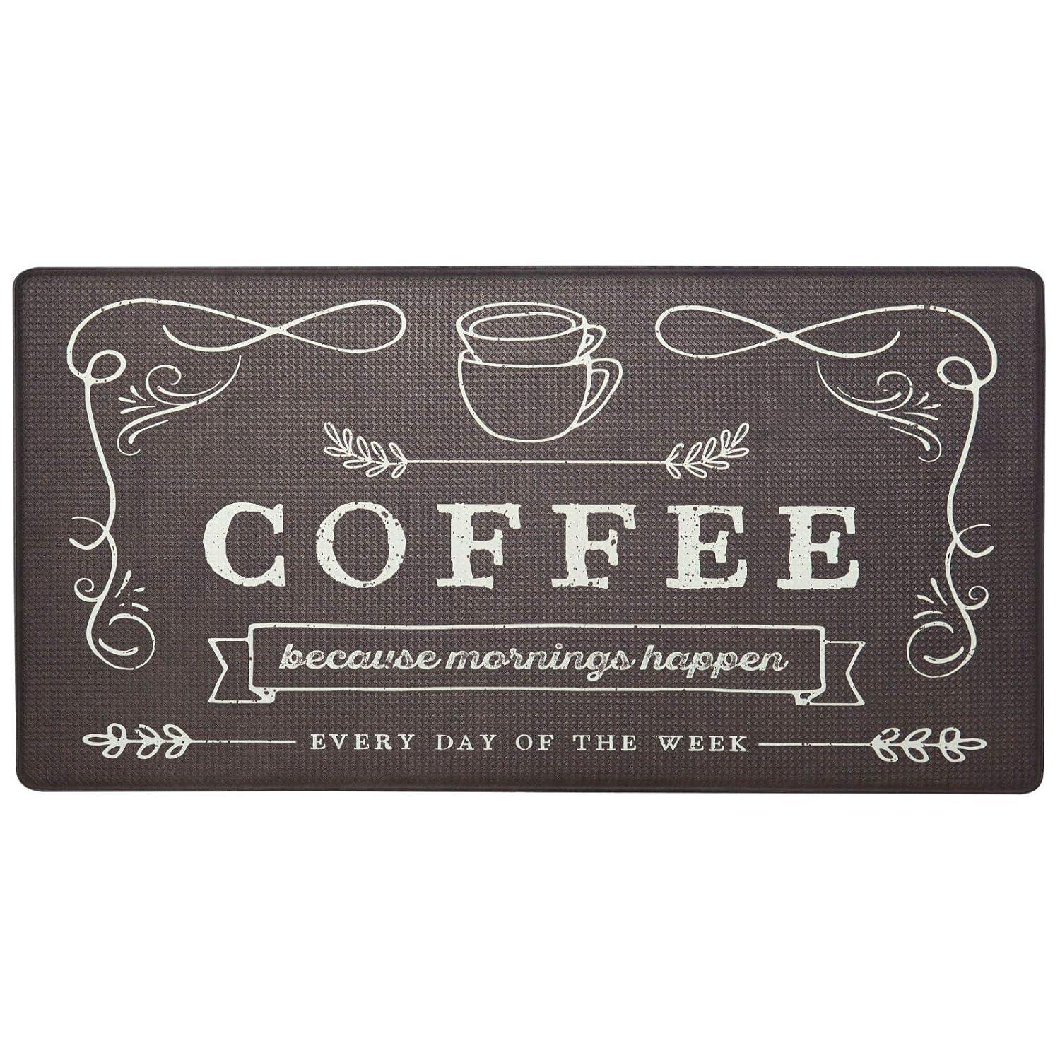 Nicole Miller Cook N Comfort Coffee Because Kitchen Mat