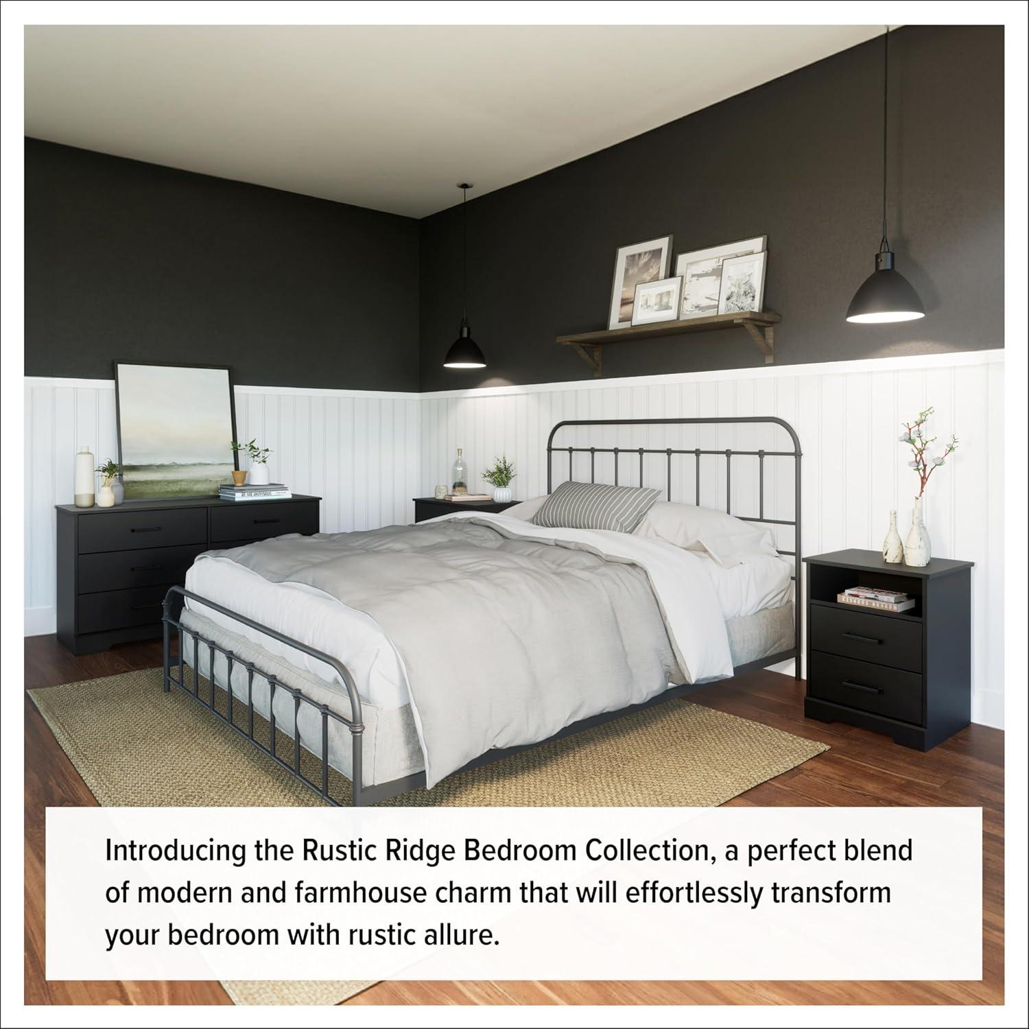 Prepac Rustic Ridge Farmhouse Black 6-Drawer Bedroom Dresser, 18.25" D x 53.25" W x 28.5" H