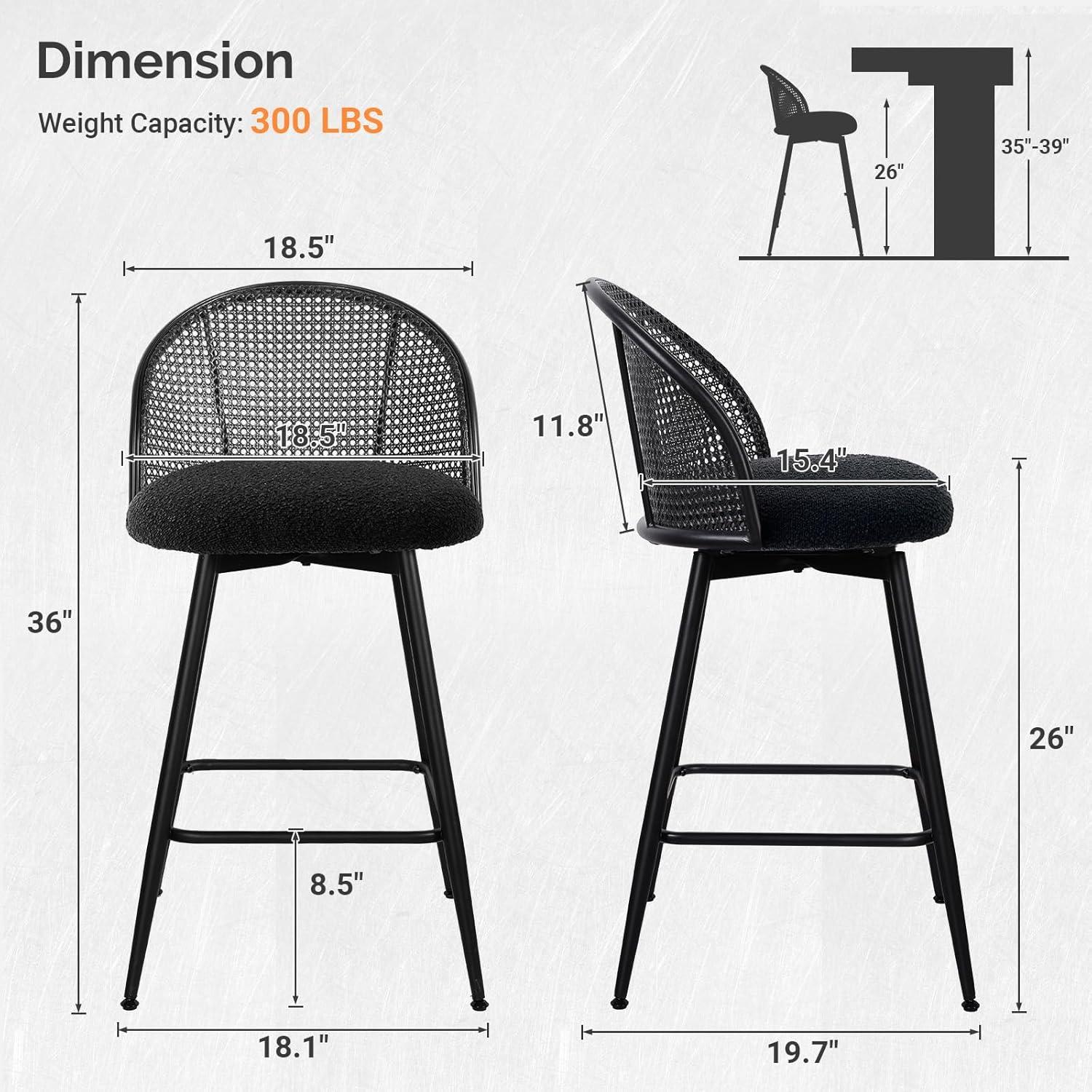 Aansu Swivel Boucle Upholstered Counter & Bar Stool