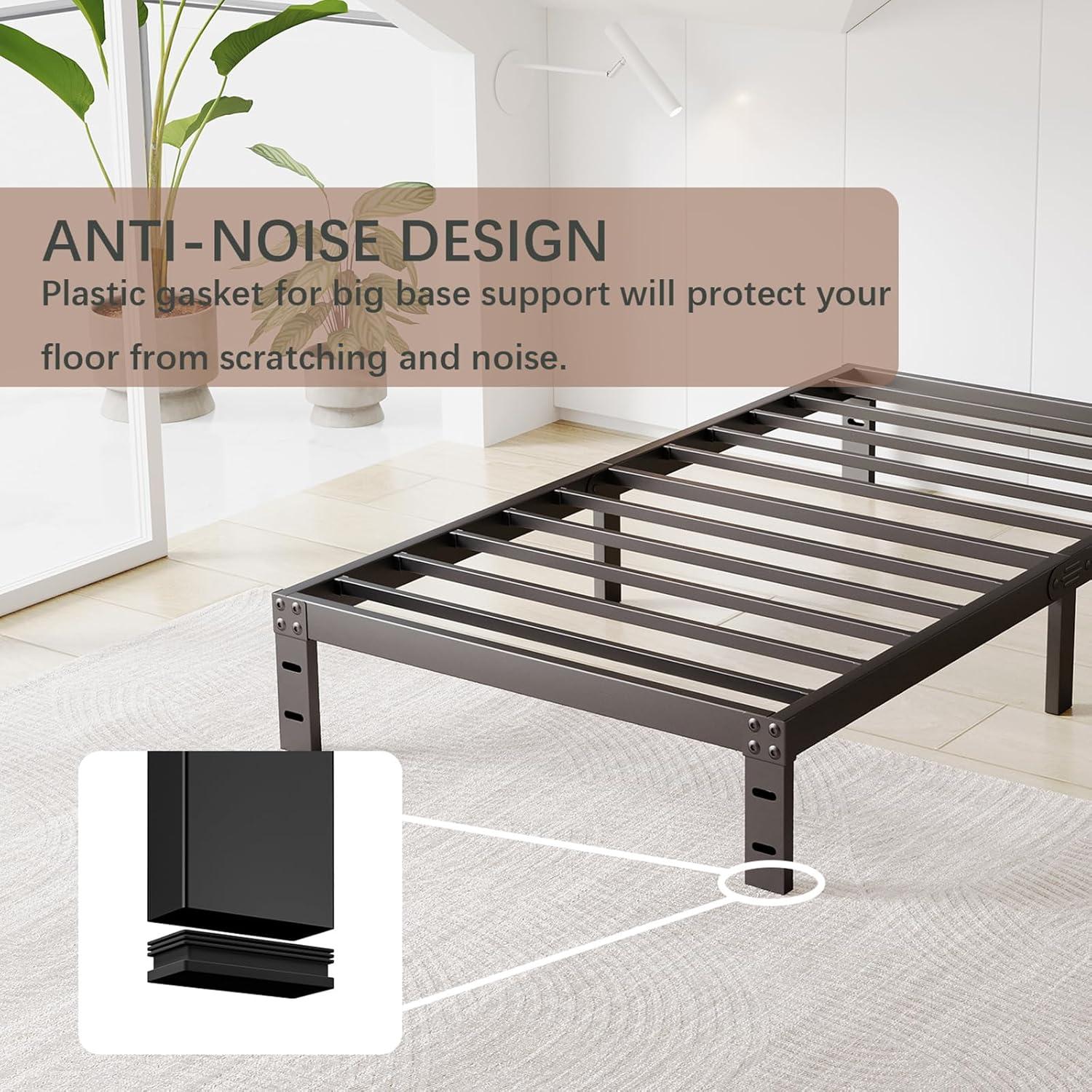 10 Inch Twin Bed Frames No Box Spring Needed, Heavy Duty Metal Twin Platform Bed Frame, Non-Slip Noise Free Easy Assembly, Black Bed Frame