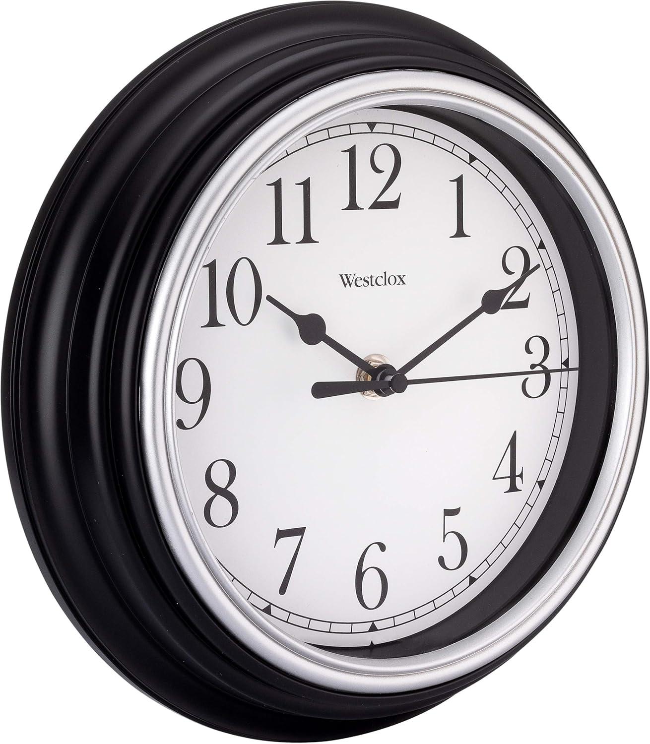 9" Round Simplicity Wall Clock Black - Westclox: Modern Analog, Indoor Use, No Warranty, AAA Battery Required