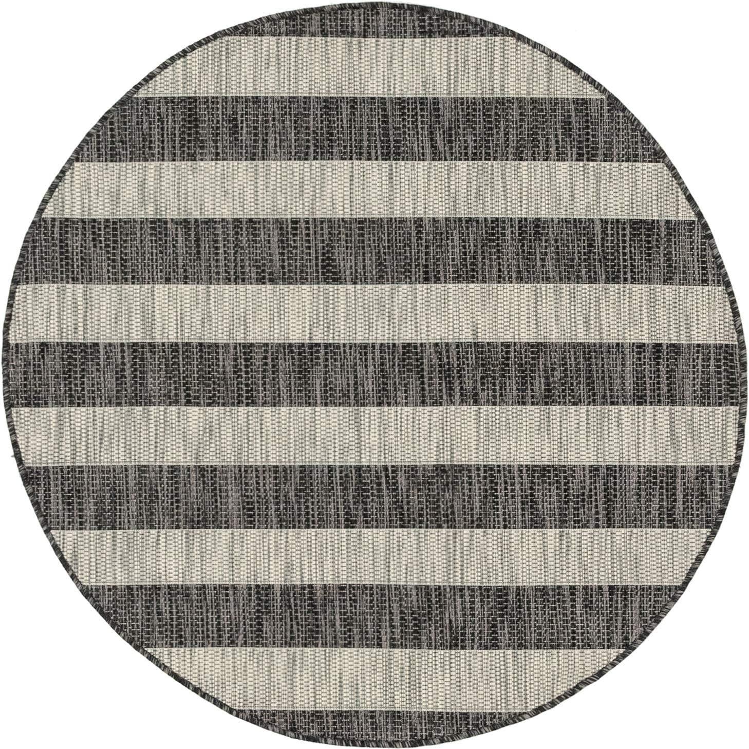 Unique Loom Outdoor Striped Distressed Stripe Striped Woven Area Rug