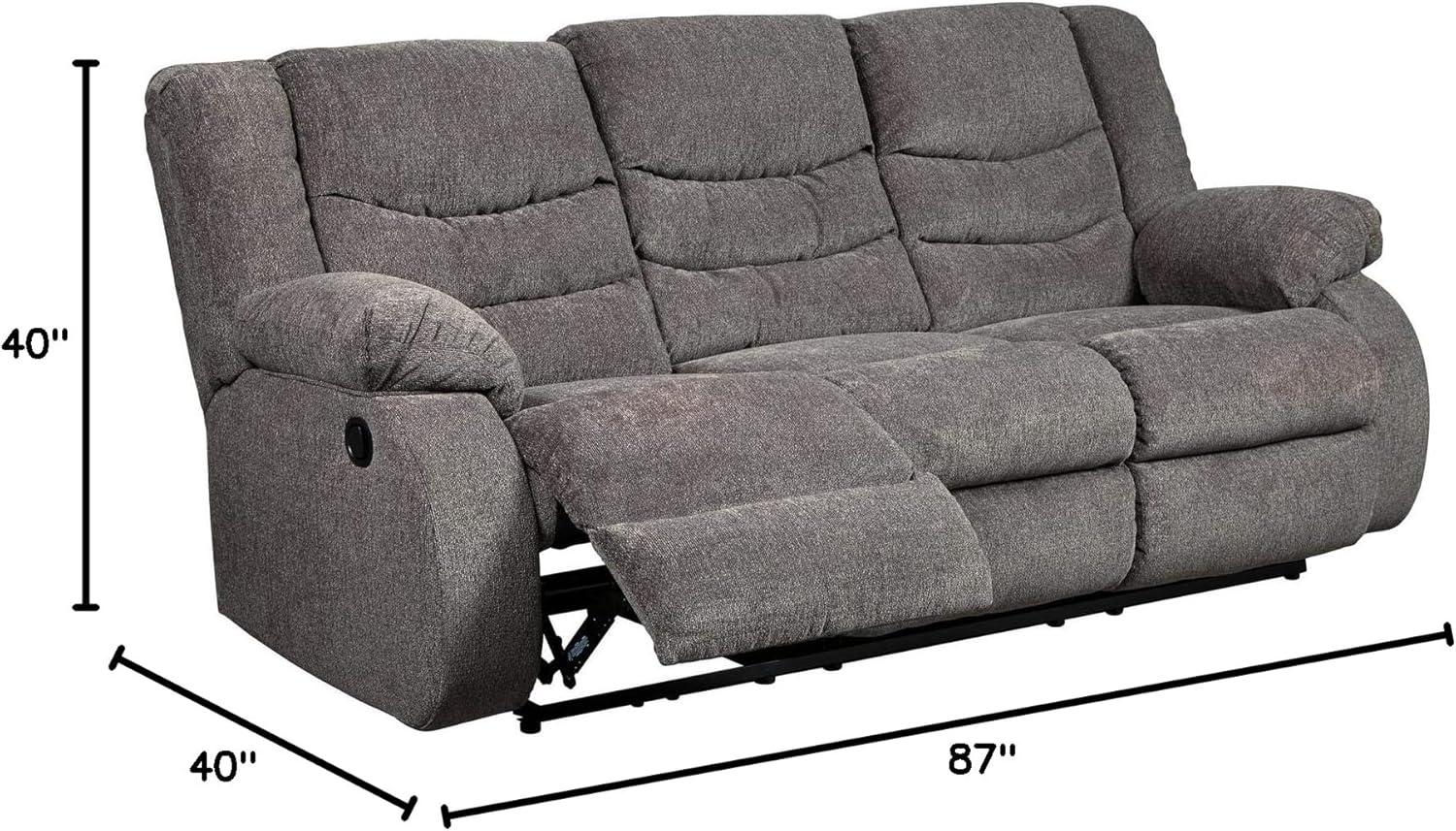 Gray Fabric Manual Reclining Sofa with Pillow-top Arms