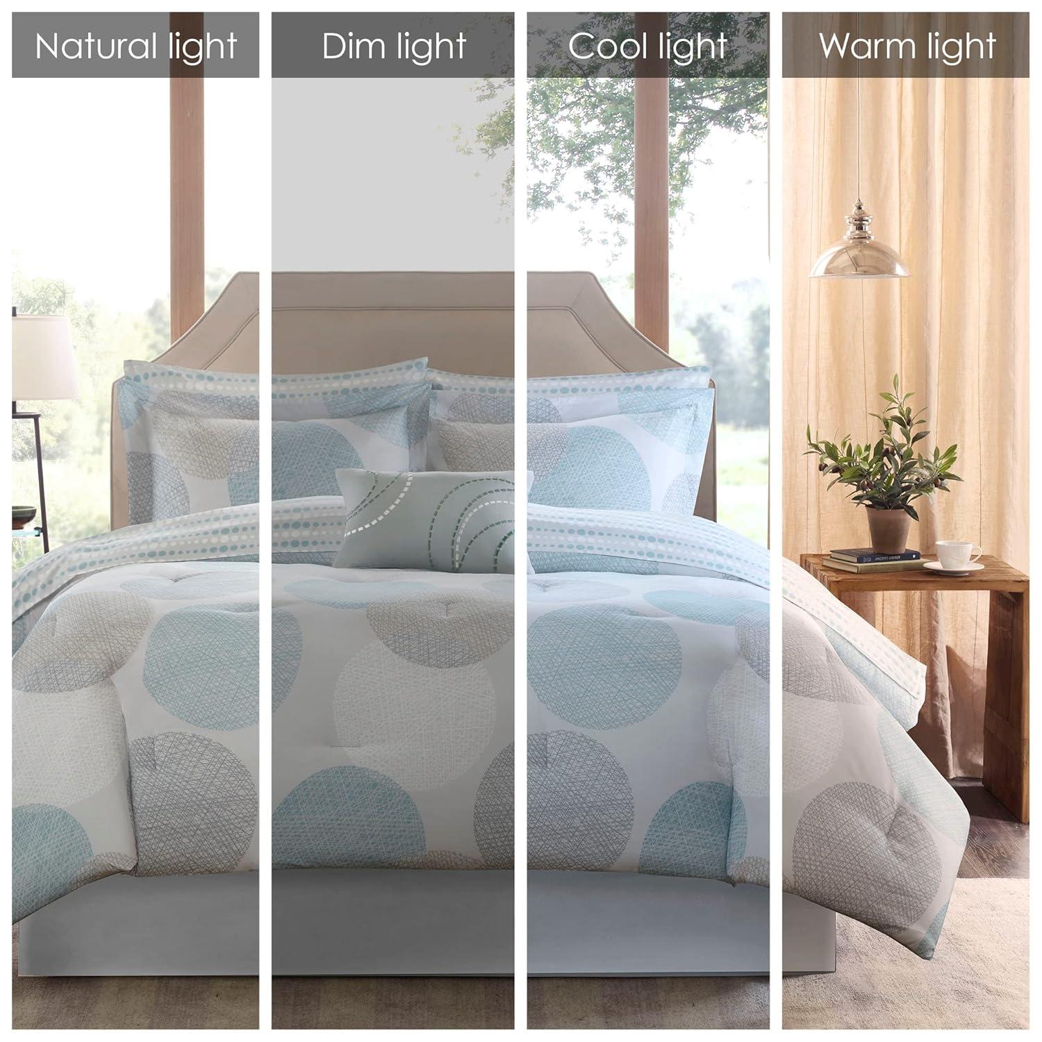 Cabrillo Complete Multiple Piece Comforter Set (Queen) 9-Piece - Aqua: Madison Park Bedding Ensemble with Embroidered Details