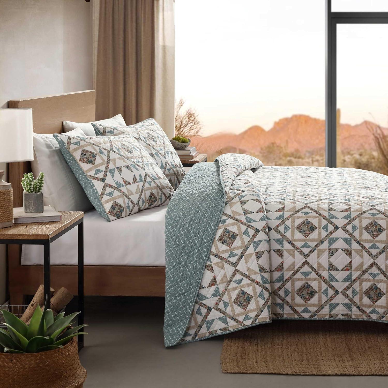 Wrangler Annie Blue Cotton Reversible Quilt Set