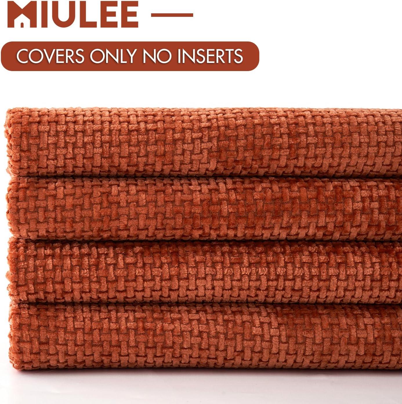 MIULEE Pack of 4 Couch Throw Pillow Covers 18x18 Inch Cream Soft Decorative Chenille Pillow Covers Farmhouse Accent Cushion Covers for Boho Home Decor Sofa Bedroom Living Room
