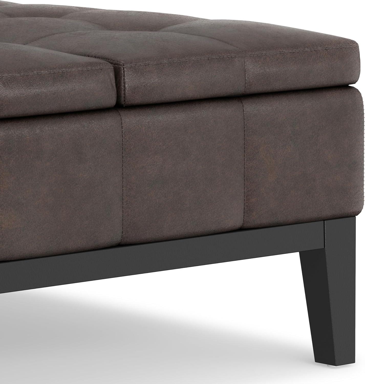 Simpli Home Dover 36"W Upholstered Square Coffee Table Storage Ottoman with Split Tufted Lift Top & Reviews | Wayfair