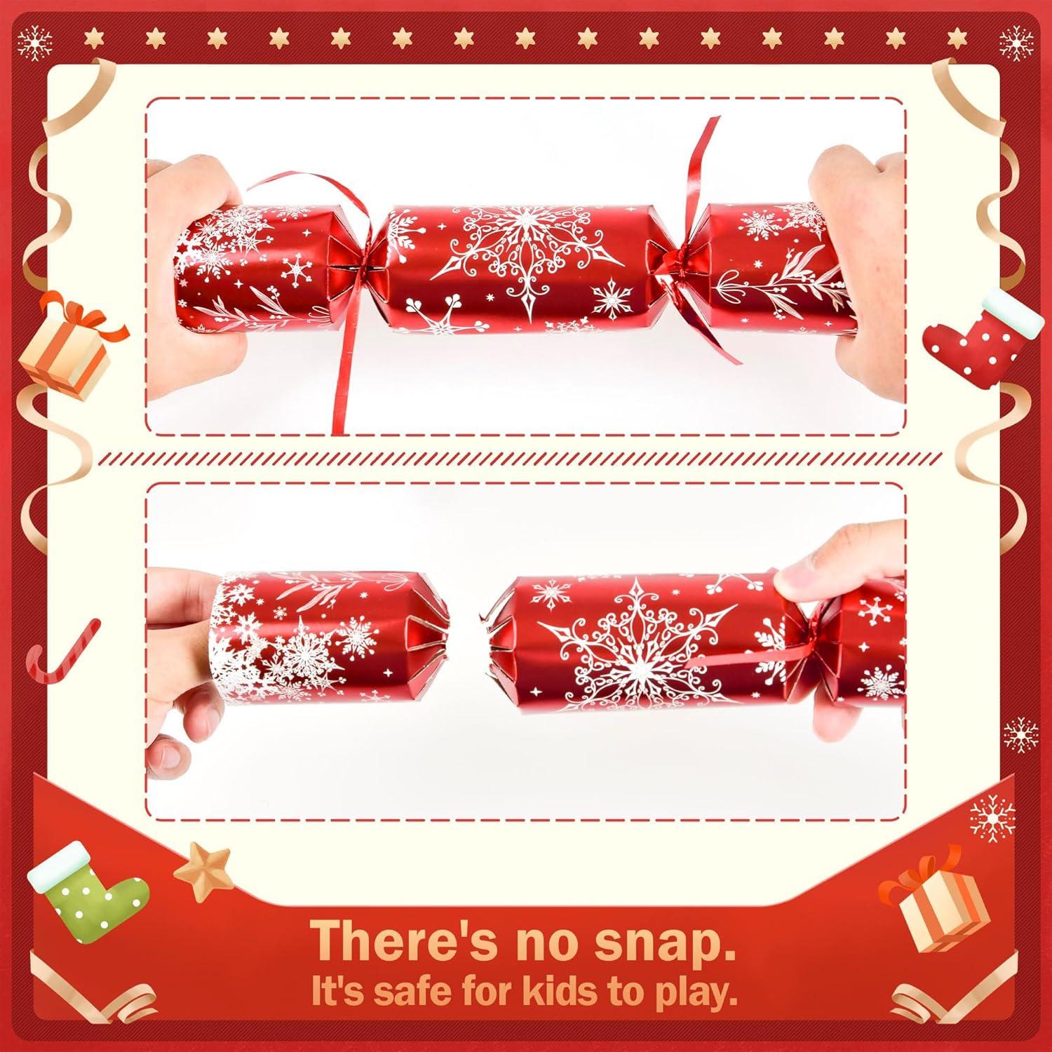 Fun Little Toys 12 PCS Christmas Cracker red and green snow flake