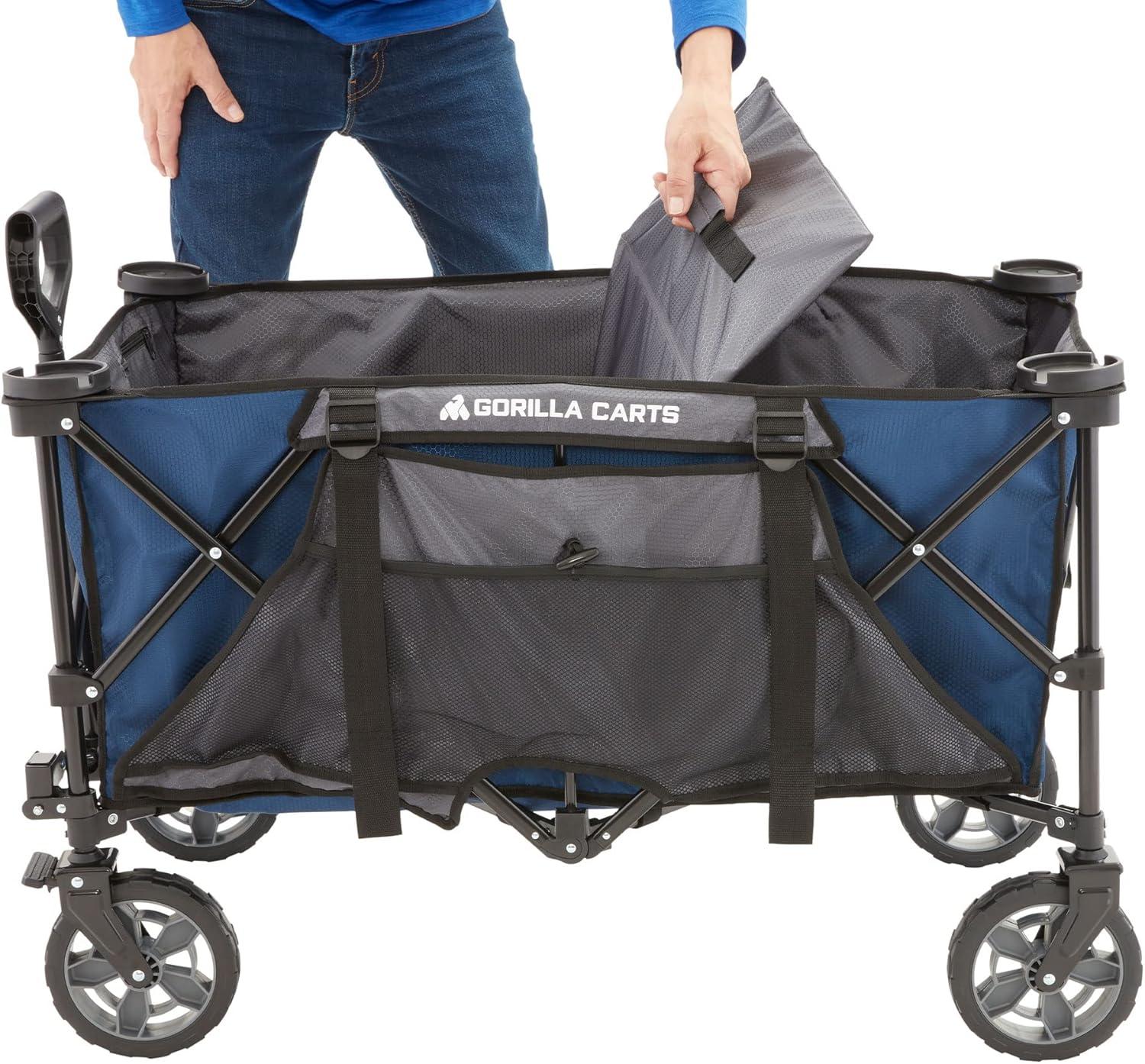 Gorilla Carts Collapsible Outdoor Utility Wagon, Oversize Bed