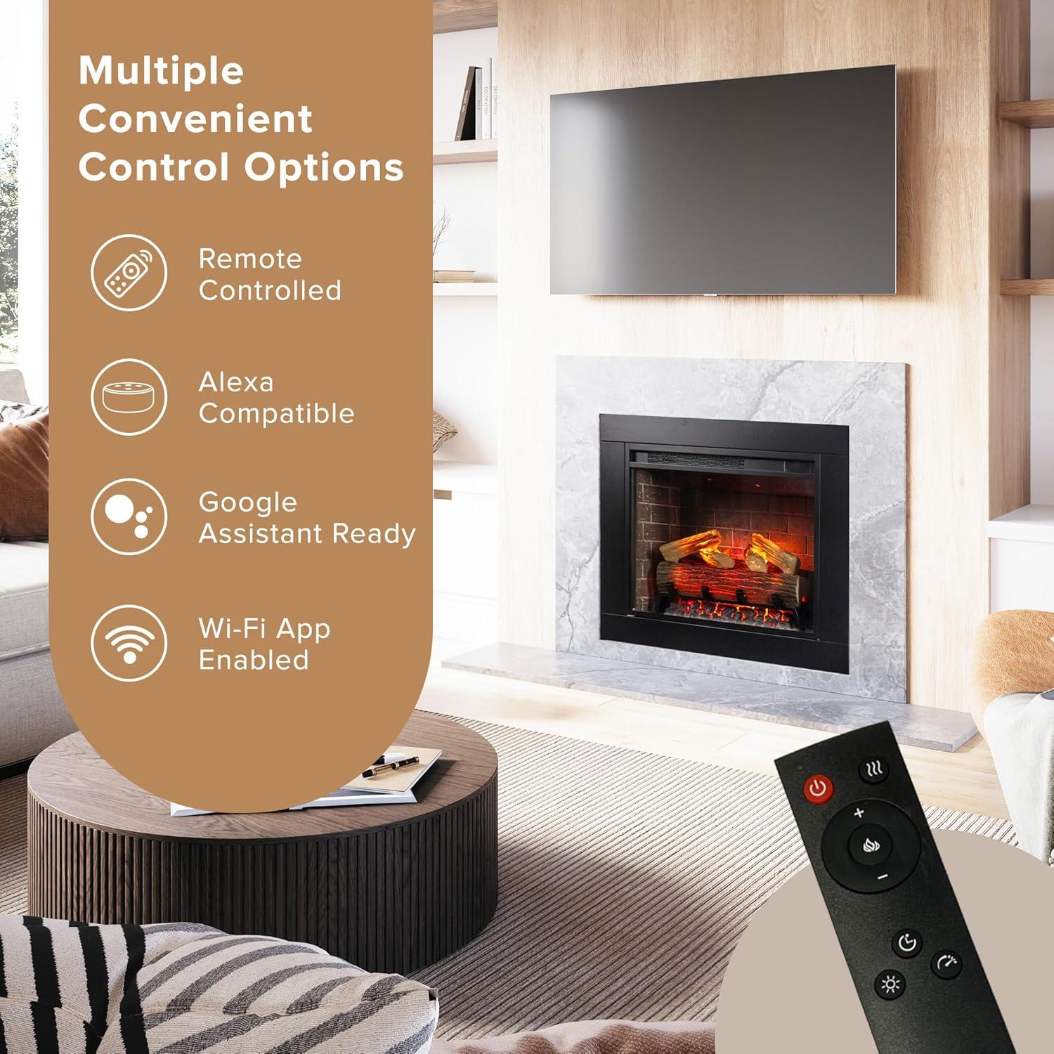 Uptown 33" Infrared Electric Fireplace Insert Heater with Trim Kit, Compatible with Alexa & Google, Remote Control