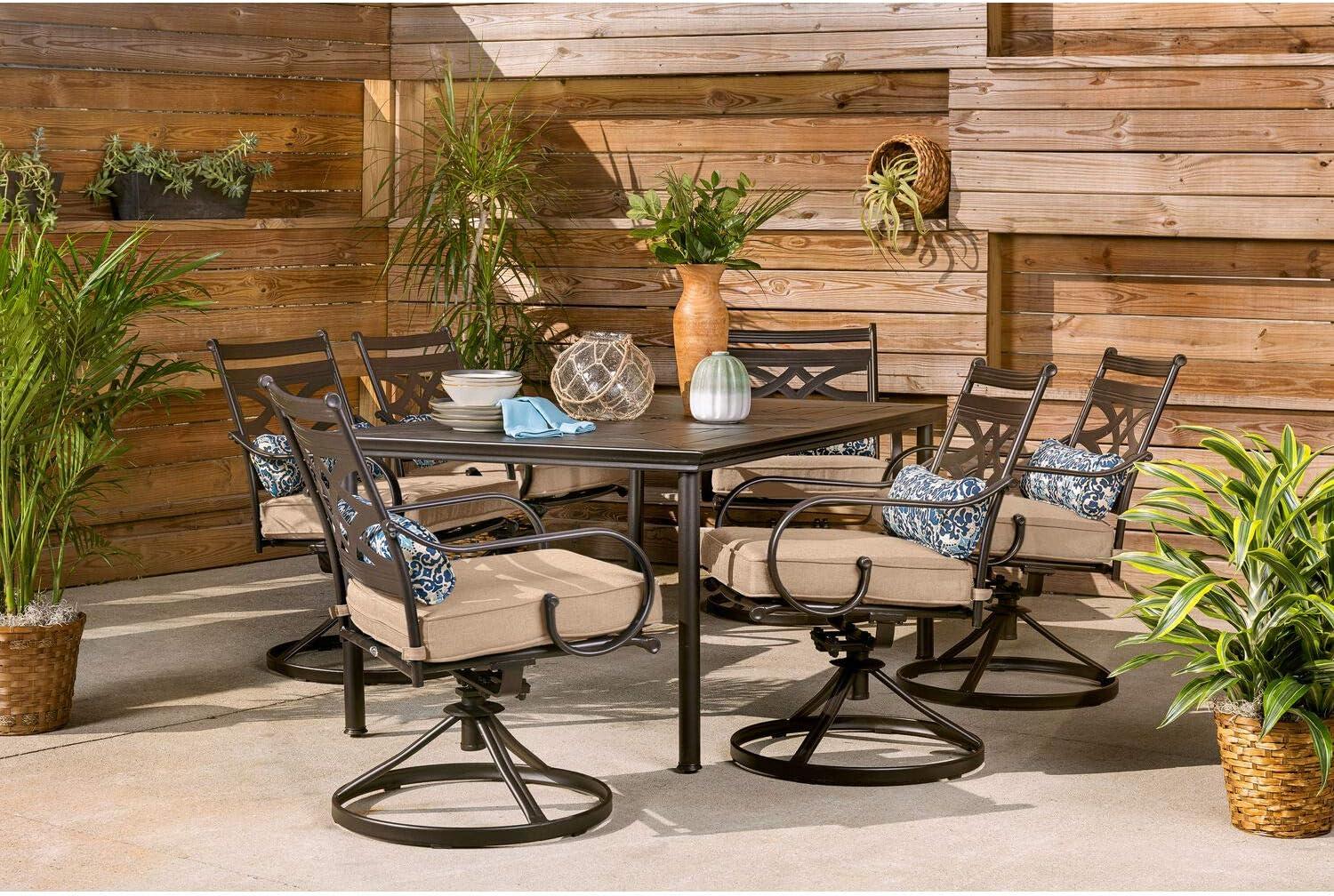 Montclair 7-Piece Black and Tan Steel Outdoor Dining Set