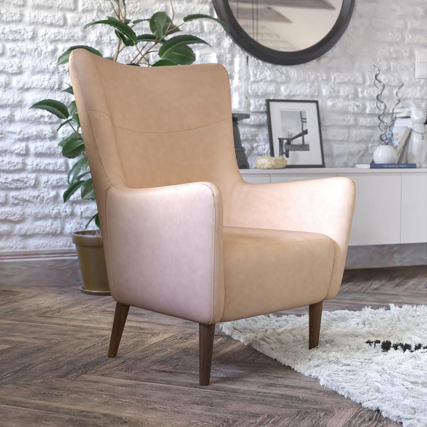 Flash Furniture Connor Traditional Wingback Accent Chair, Commercial Grade Faux Leather Upholstery and Wooden Frame and Legs