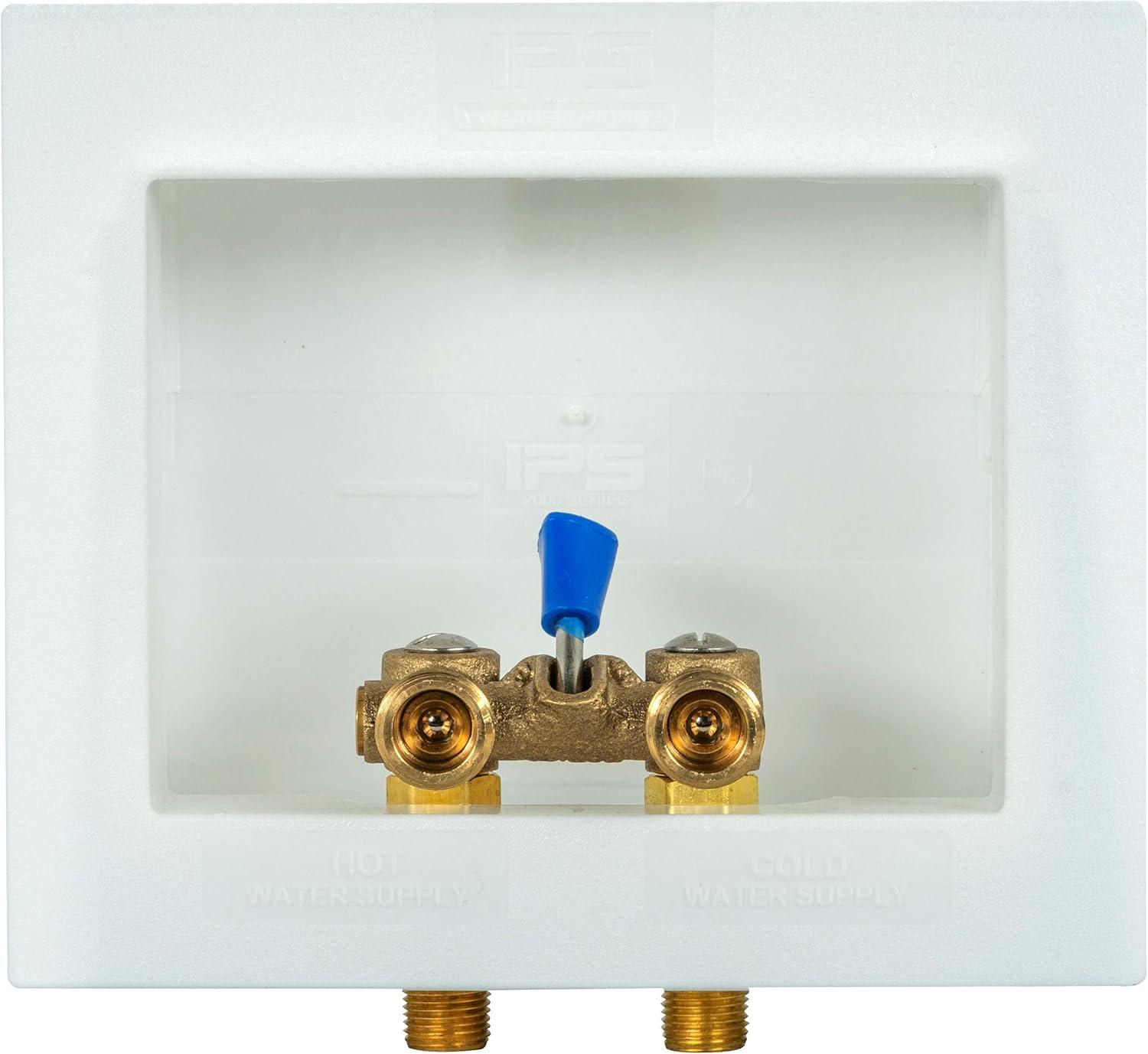 85630 DU-ALL Dual-Drain Washing Machine Outlet Box - Single-Lever Valve Installed, 1/2" Sweat Connection, White Plastic