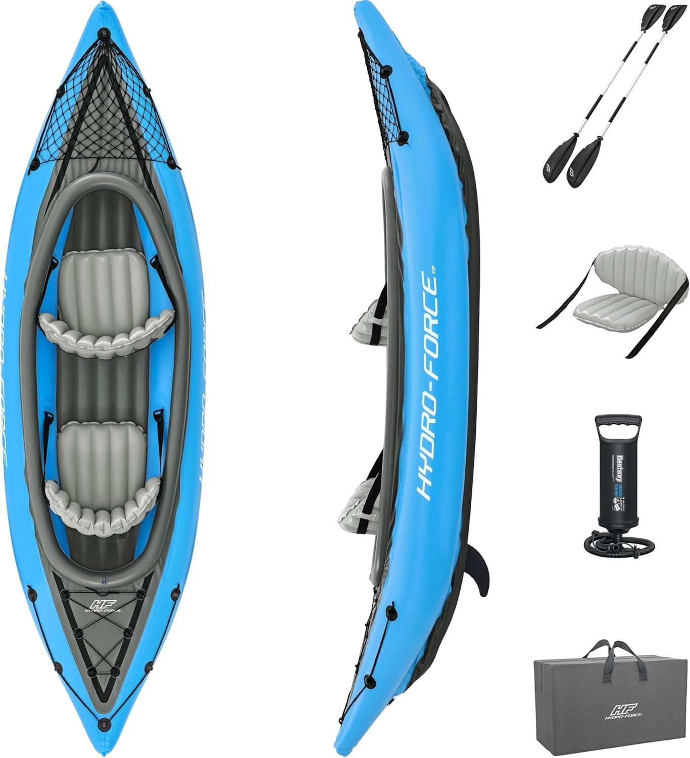 Hydro-Force Blue and Gray 2-Person Inflatable Kayak Set