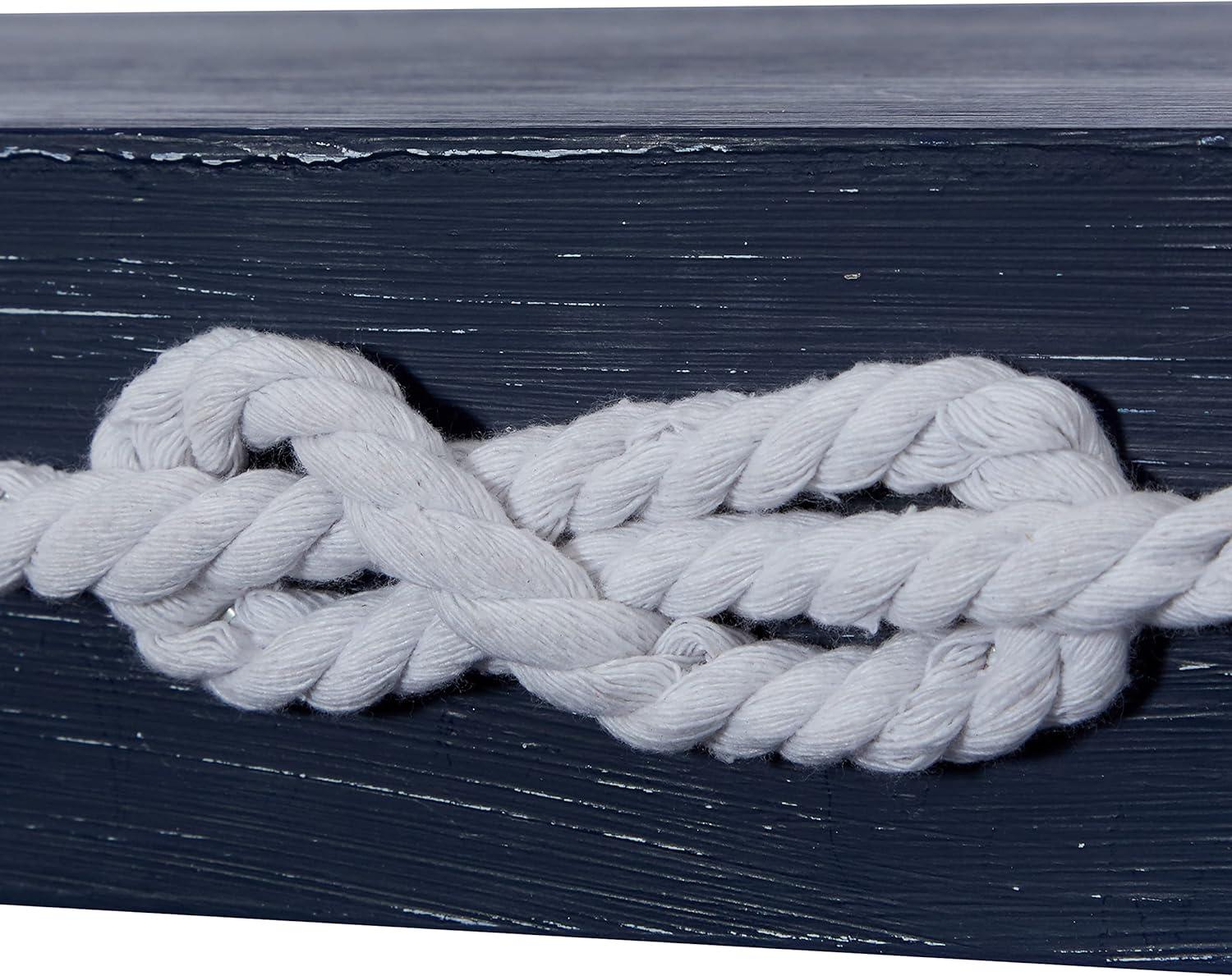 Coastal Breeze White and Blue Knotted Rope Wall Shelf Set of 3