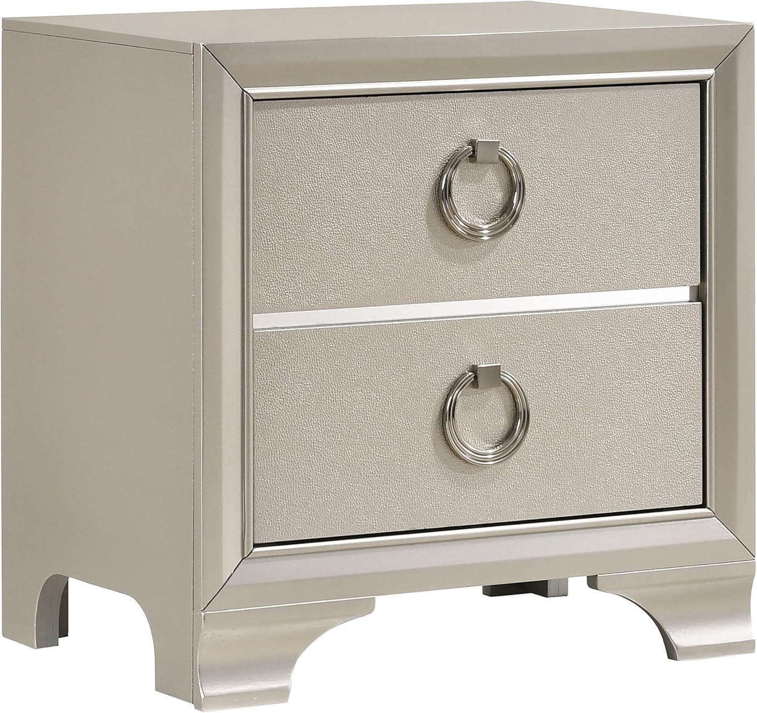 Salford 2-drawer Nightstand Metallic Sterling