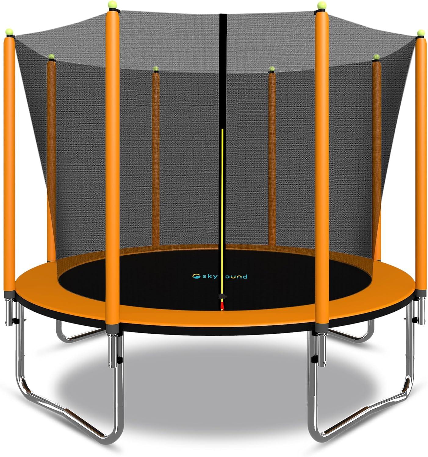 SkyBound 10ft Outdoor Recreational Trampoline for Kids and Adults with Enclosuure Net, Orange