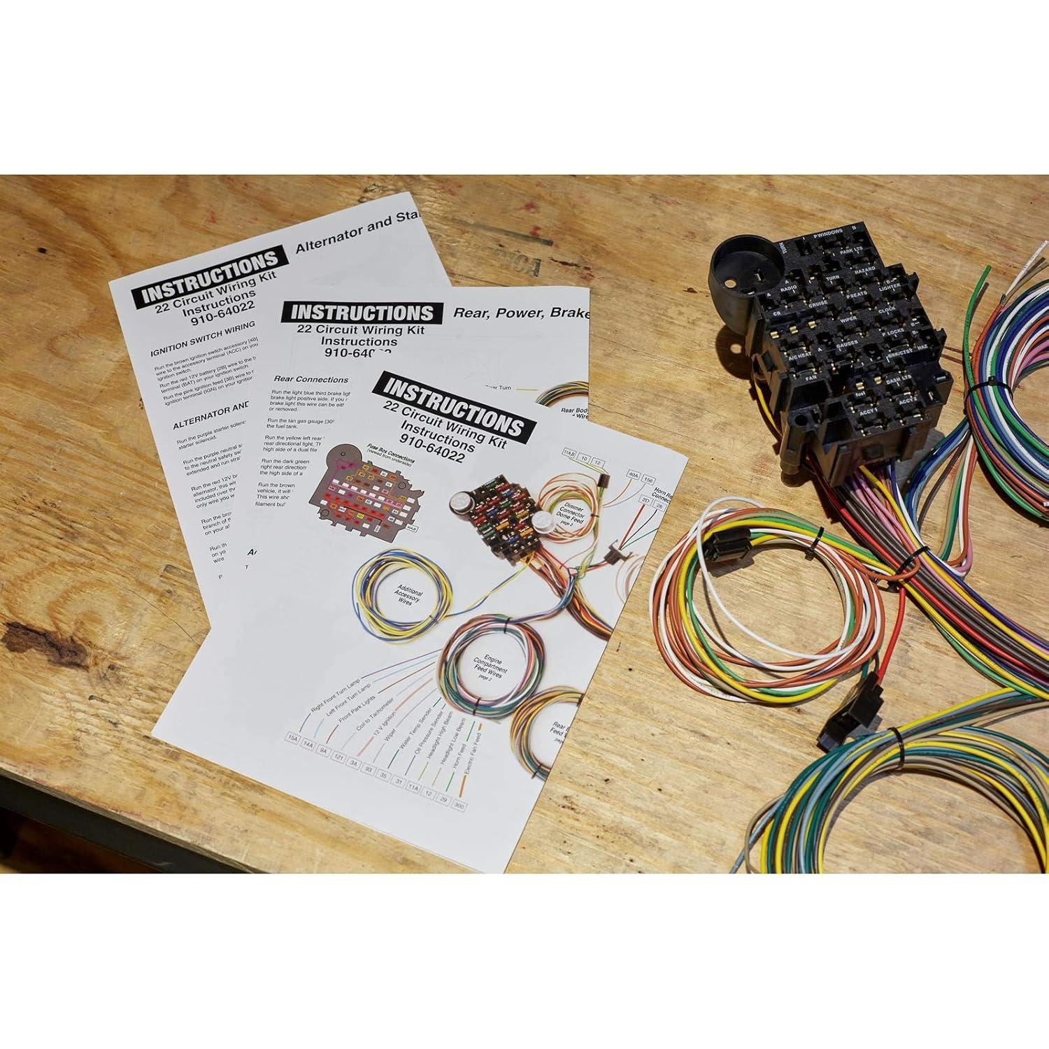 Universal 22-Circuit Automotive Wiring Harness Kit with GXL Insulated Copper Wires