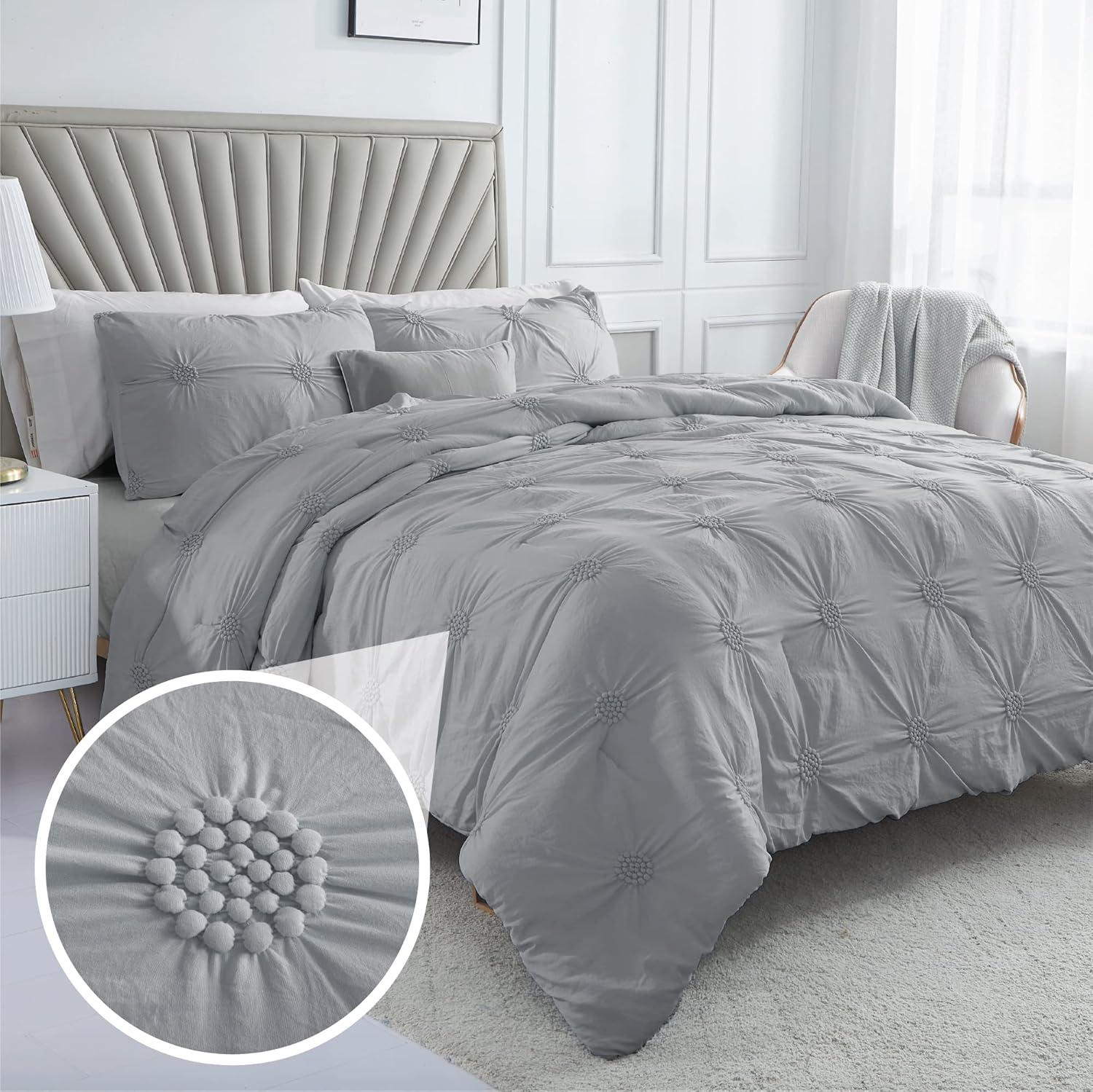 Swift Home Supreme Microfiber Floral Pintuck Microfiber 3-Piece Comforter Set
