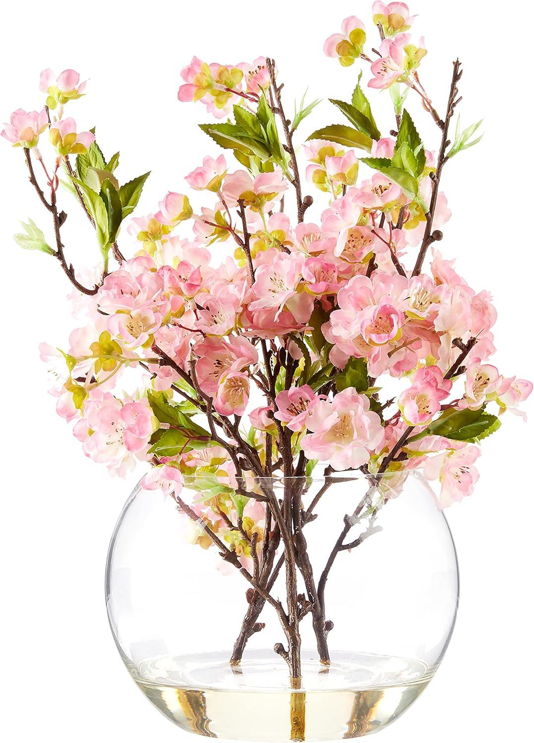 Nearly Natural Cherry Blossom with Large Vase