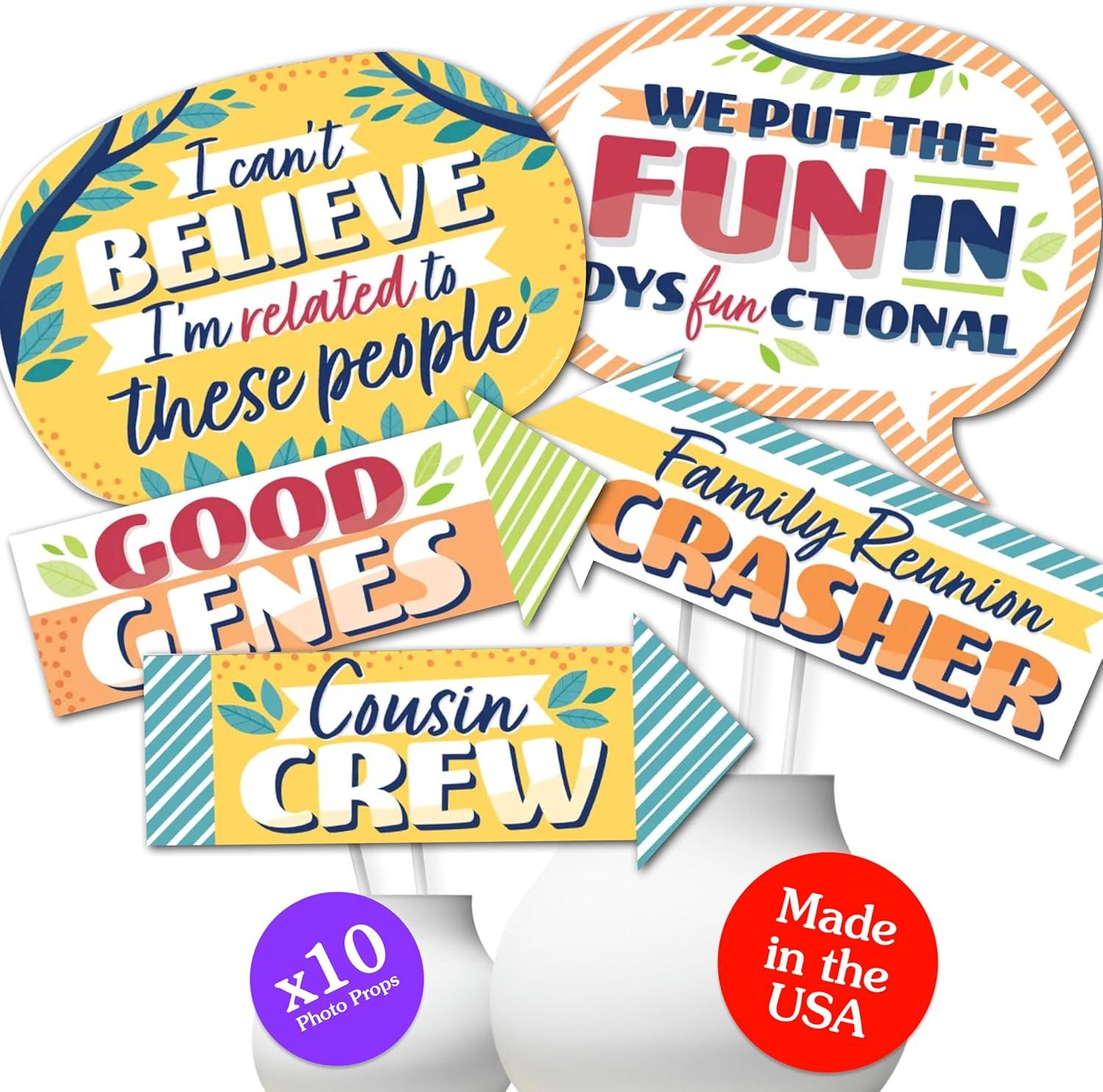 Big Dot of Happiness Funny Colorful Family Reunion - Family Gathering Party Photo Booth Props Kit - 10 Piece