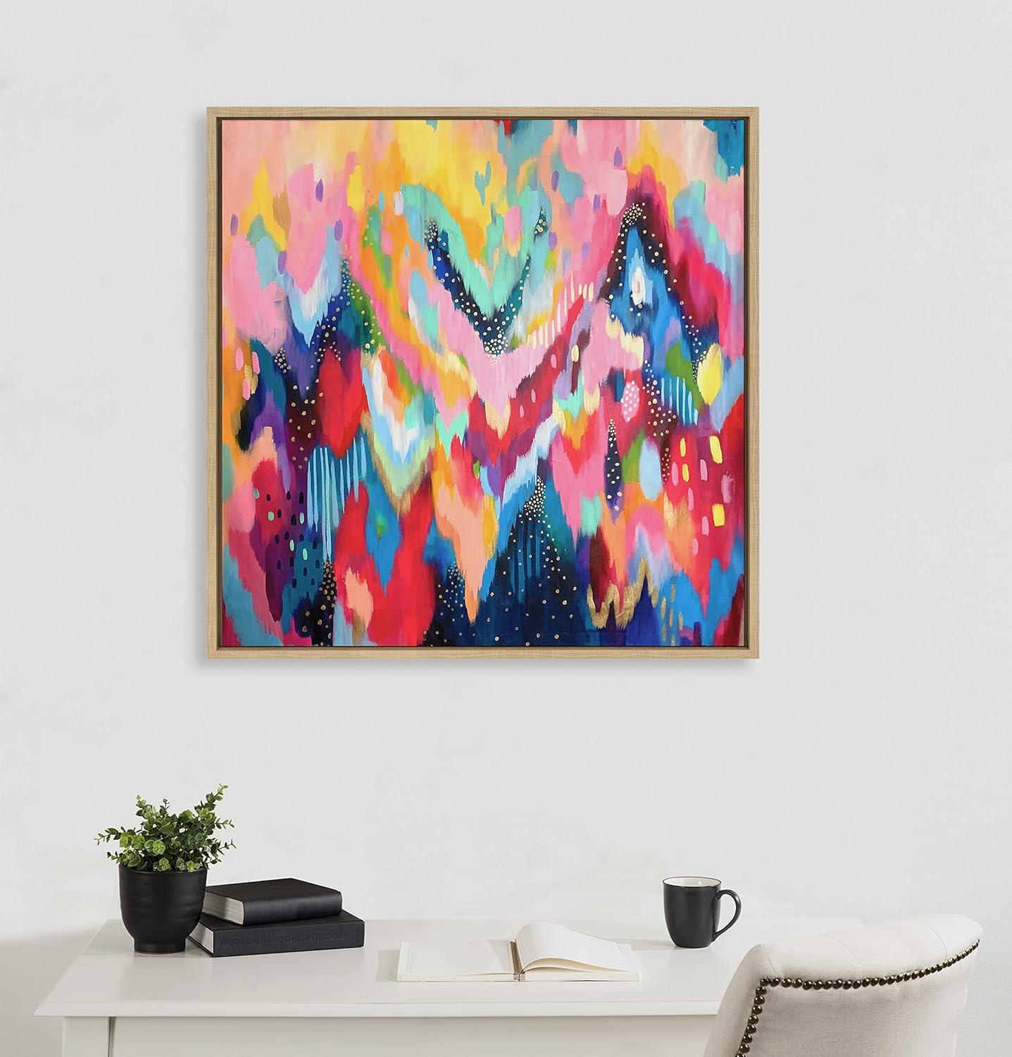 30" x 30" Sylvie EV Brushstroke 100 Framed Canvas Gold - Kate & Laurel All Things Decor: Modern Wall Canvases for Living Room