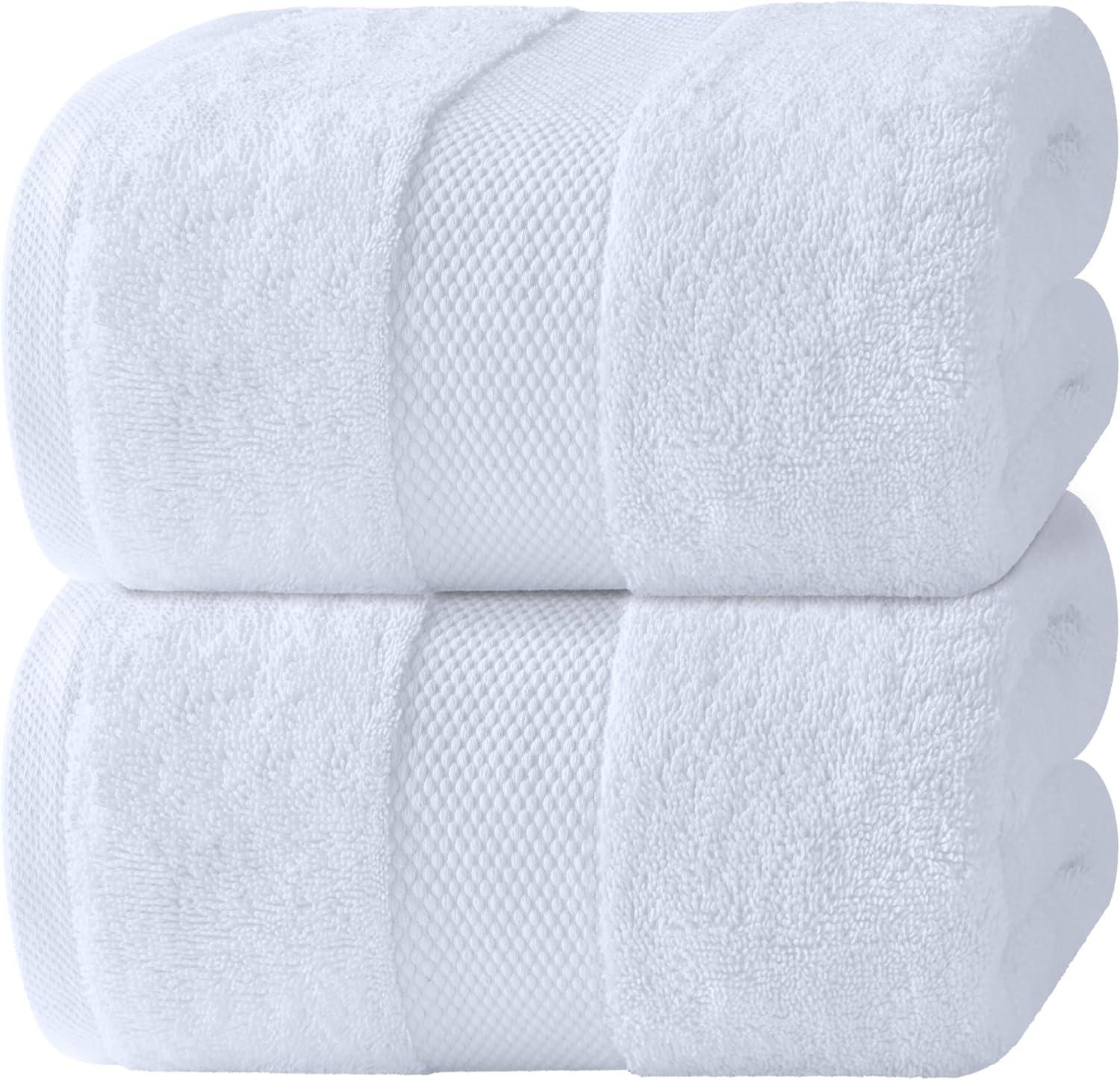 White Classic Luxury 100% Huge Cotton Bath Sheets Set of 2 - 35x70" Light-Grey