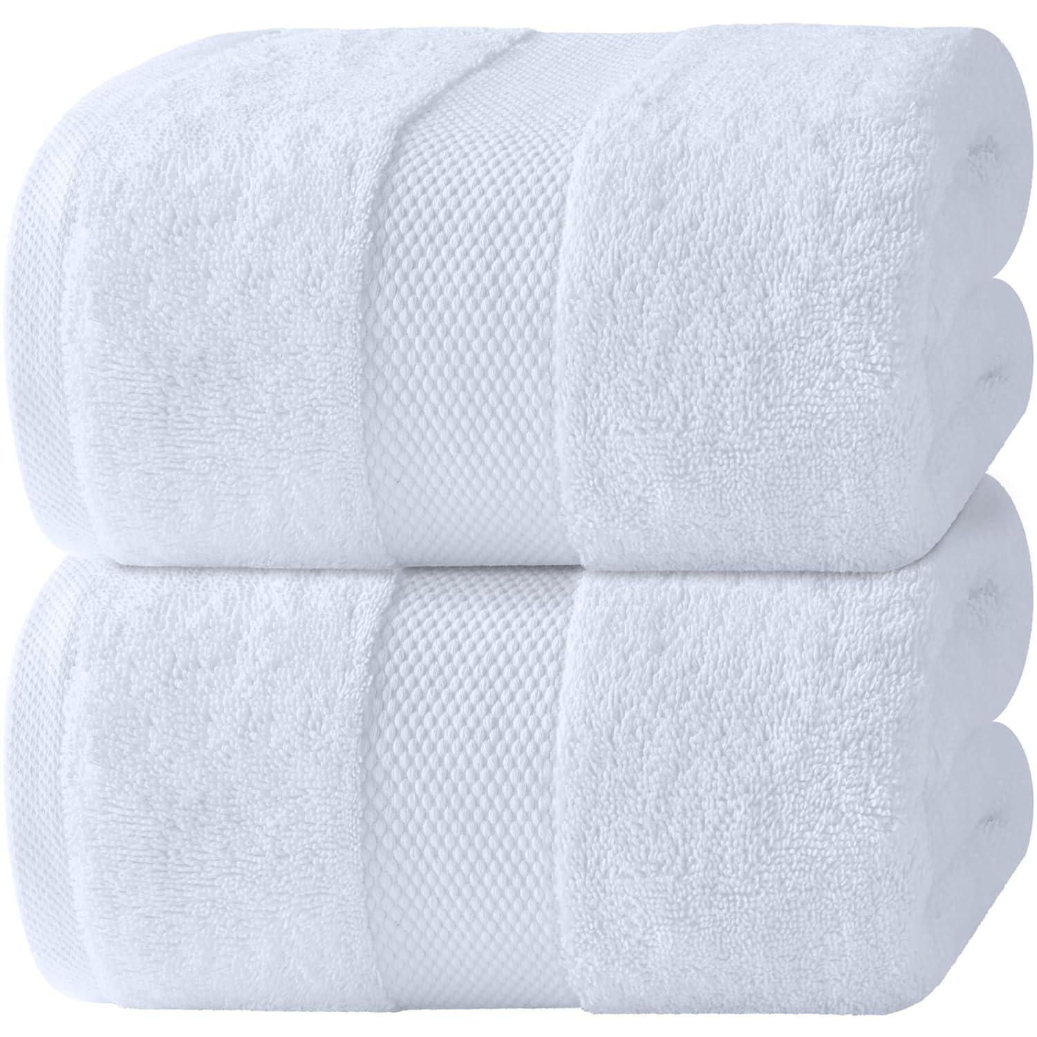 White Classic Luxury 100% Huge Cotton Bath Sheets Set of 2 - 35x70" Light-Grey