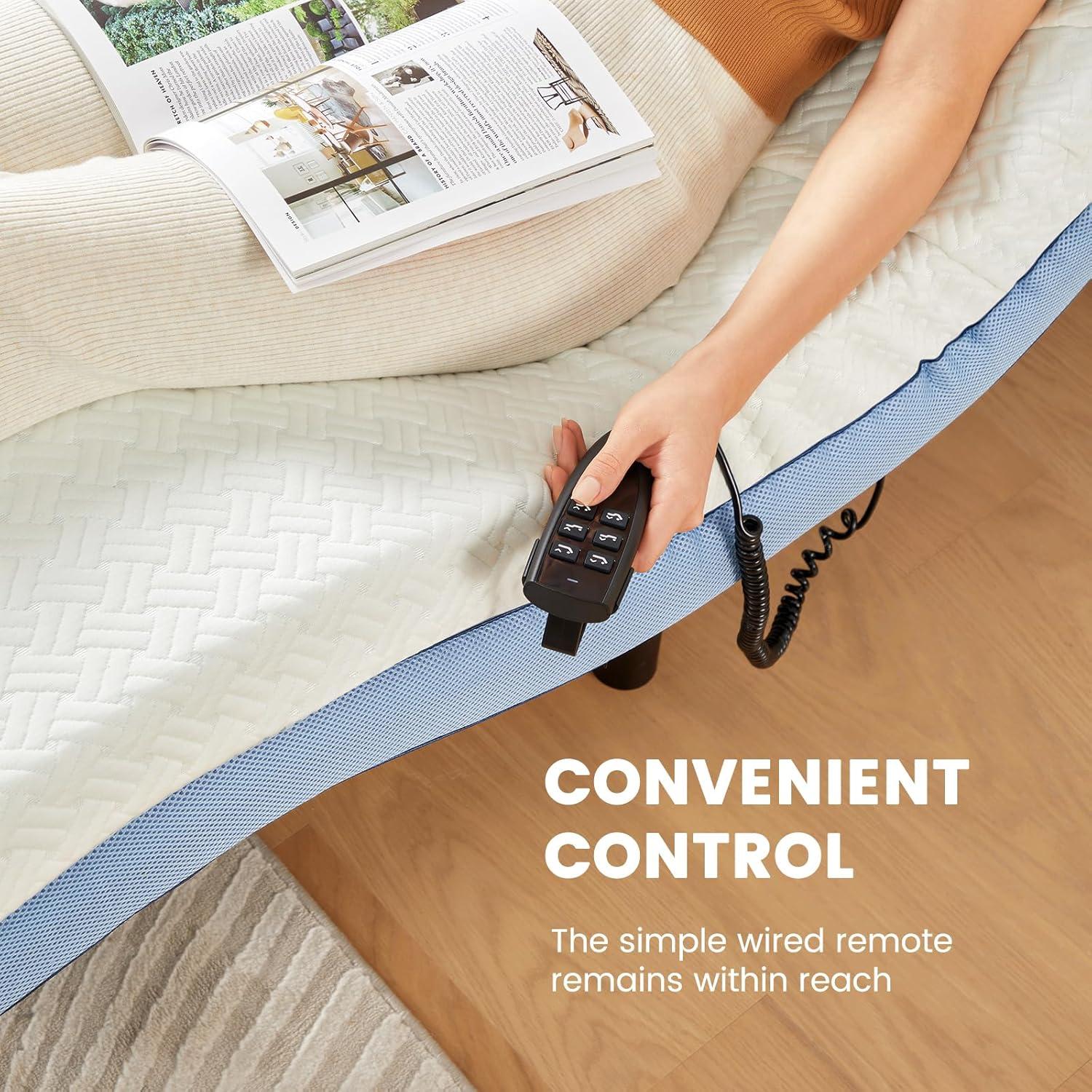 Marsail Twin XL Adjustable Bed Base Frame with 4 Height Options, Independent Head and Foot Incline, 4 USB Ports and 5 Min Assembly for Lounging, Reading, Reduce Snoring and Acid Reflux