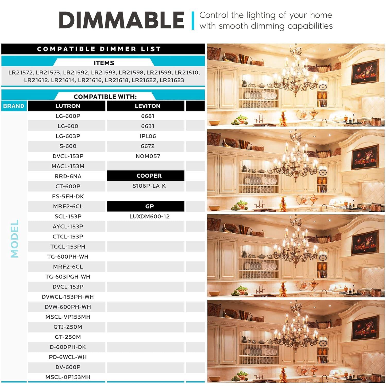 Luxrite LR21632-12PK 7 Watt (100 Watt Equivalent), B11 LED, Dimmable, Natural White (3500K), E12/Candelabra Base